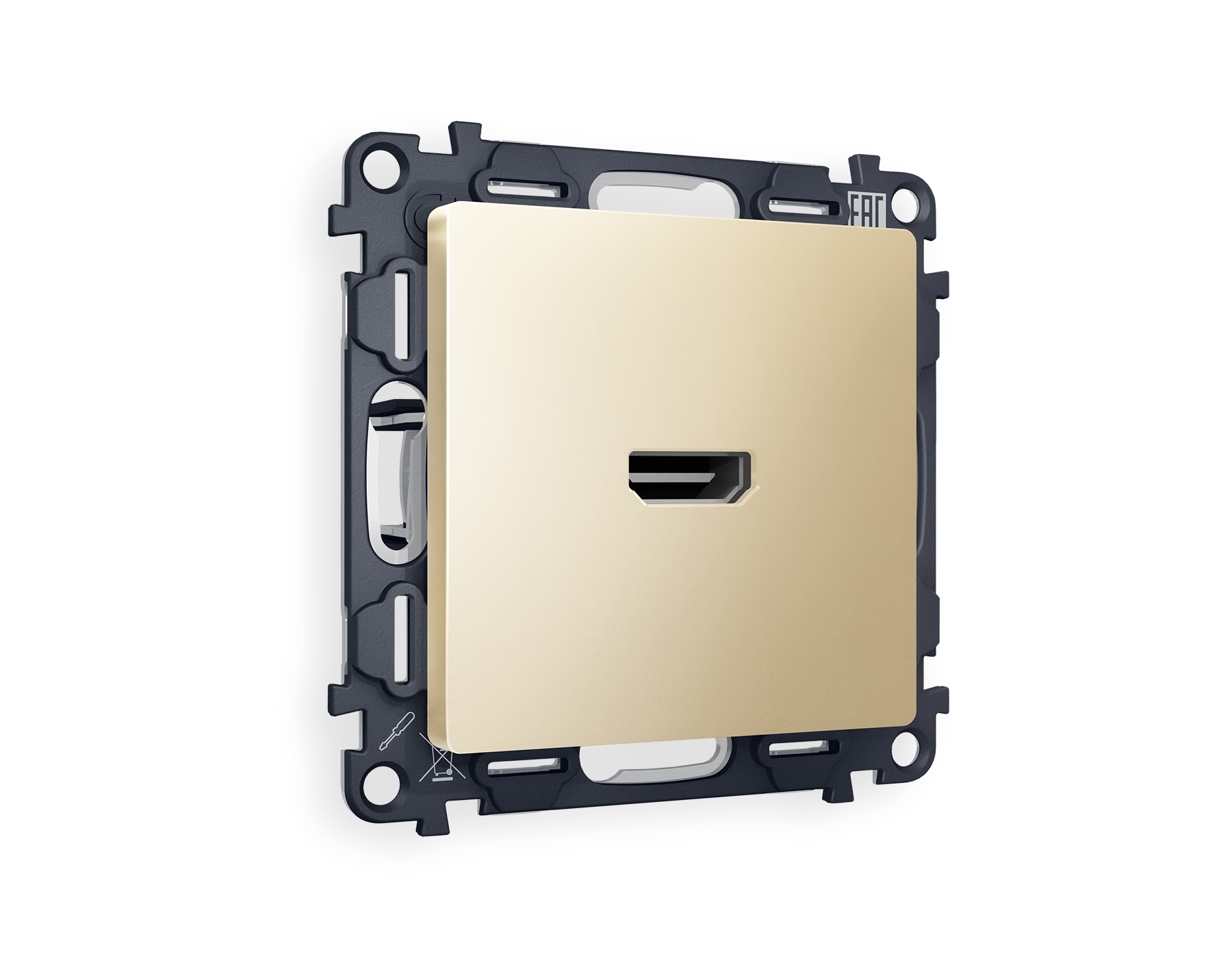 MA614010 Комплект механизма розетки HDMI 2.0 ALFA Шампань 40V/500mA 2.0GHz 5-18Gbit/s QUANT (AP6140, VM222)