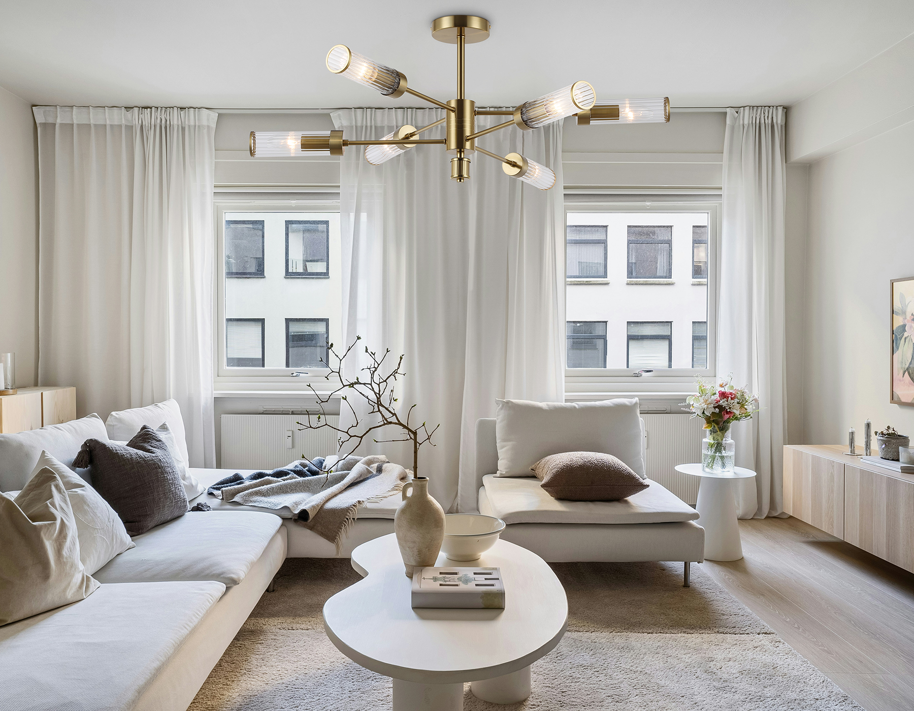 LH55161/6 BS/CL латунь/прозрачный E14/6 max 40W D830*330