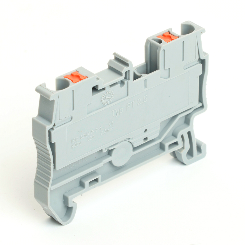 Зажим пружинный, 2-проводной проходной ЗНИ - 2,5 ,JXB PT 2,5, серый LD572-1-25