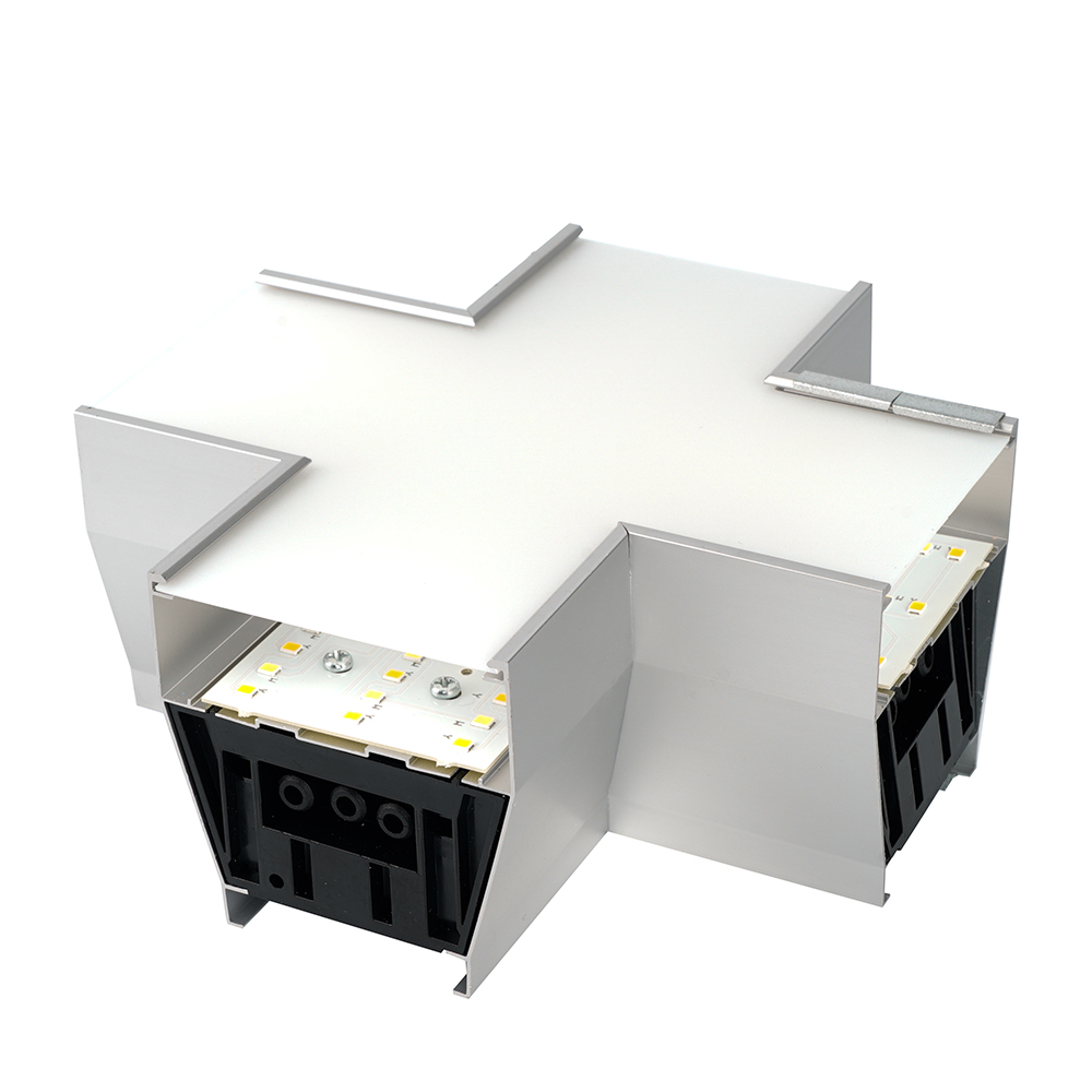 Светильник коннектор Feron AL4036X 6W 660Lm 3000К-4000К-6400K, X-образный, с ручным переключением режимов, серебро, 160*160*70мм возмож. соедин. в линию,серия RetailRay