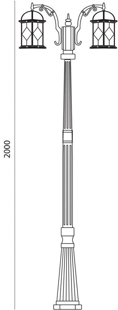 Светильник садово-парковый Feron PL177 столб шестигранный 2*60W E27 230V, черное золото Светильник садово-парковый Feron PL177 столб шестигранный 2*60W E27 230V, черное золото