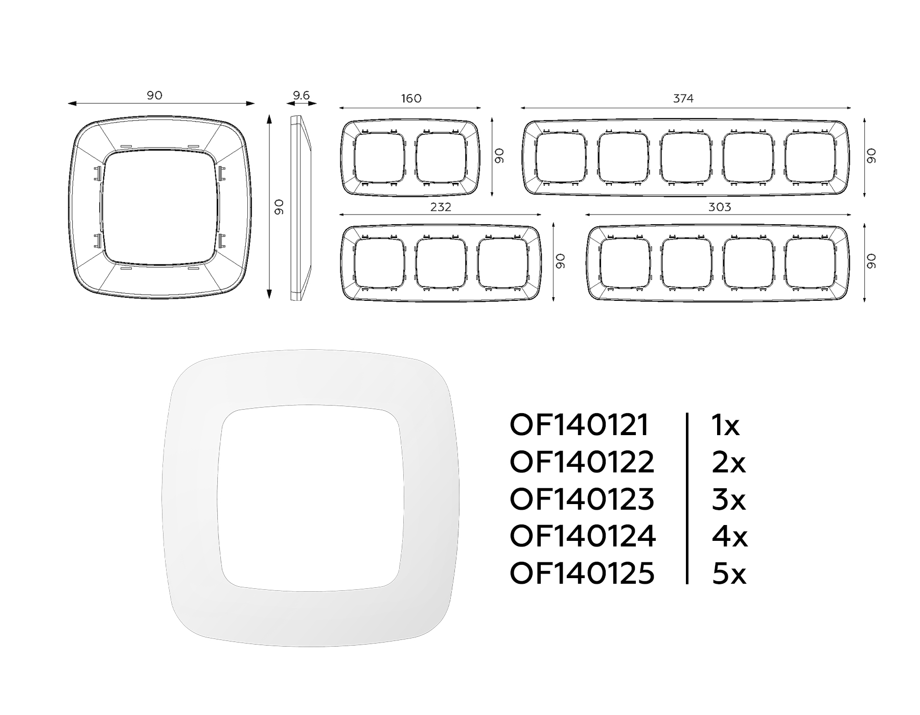 OF140121 Рамка OMEGA Ecta (Белый матовый) 1-ая