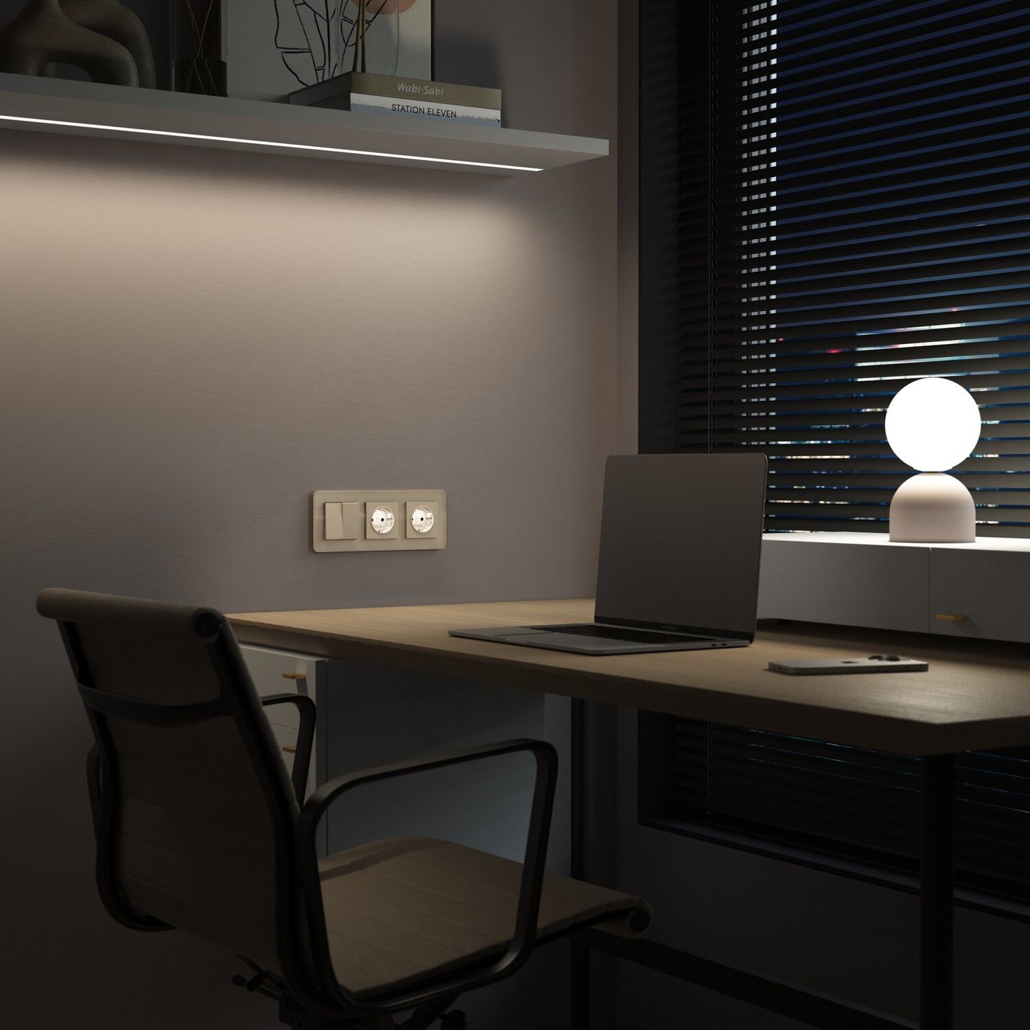 W1171462/ Розетка с подсветкой W (айвори матовый) W1171462