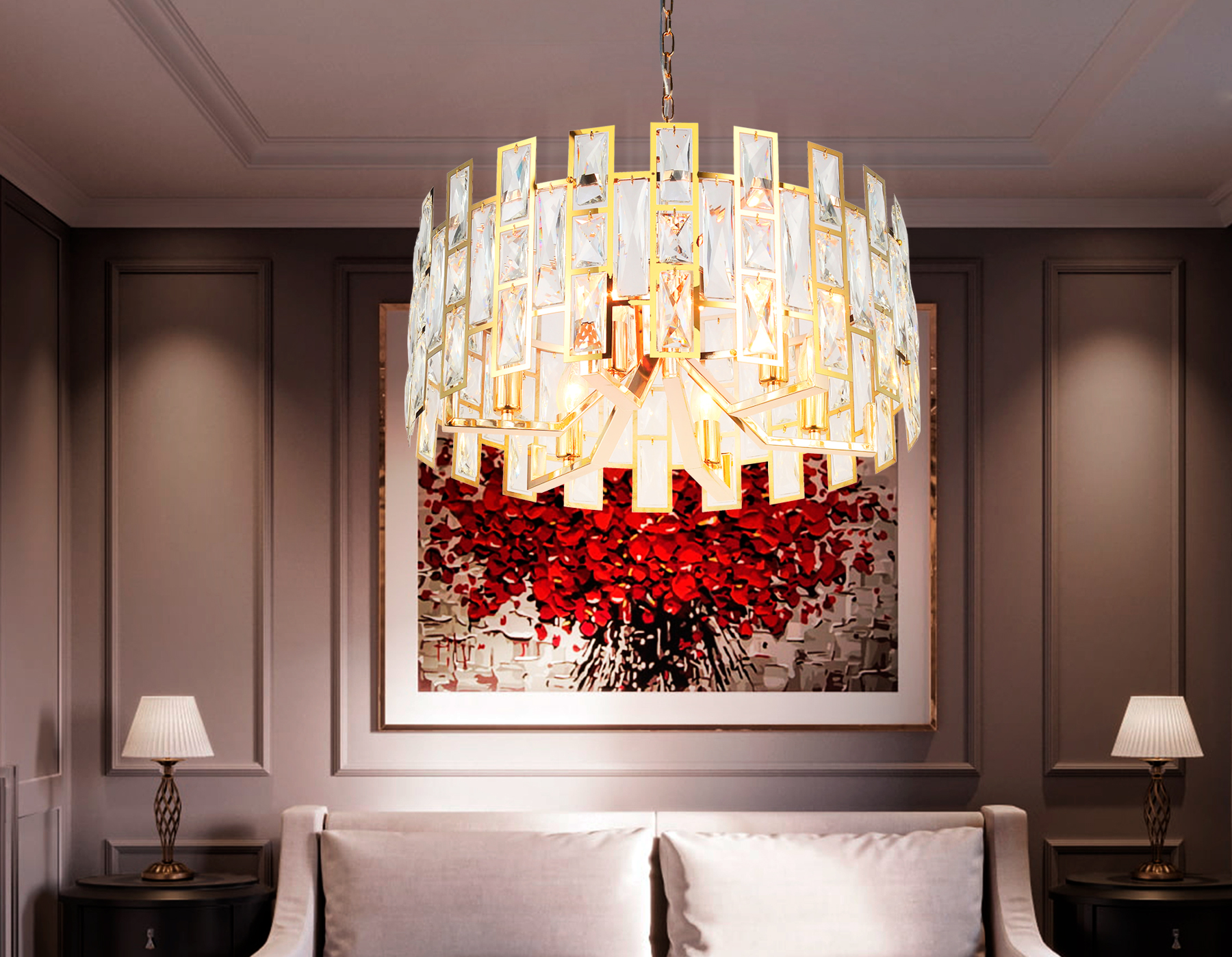 Подвесная люстра Ambrella TR5061/6 GD/CL золото/прозрачный E14/6 max 40W D500*938