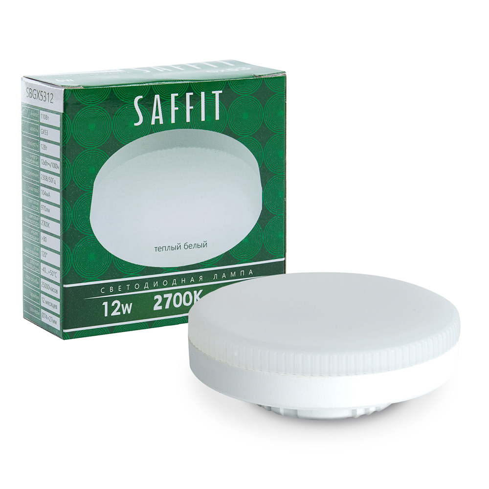 Лампа светодиодная SAFFIT SBGX5312 GX53 12W 2700K Лампа светодиодная SAFFIT SBGX5312 GX53 12W 2700K