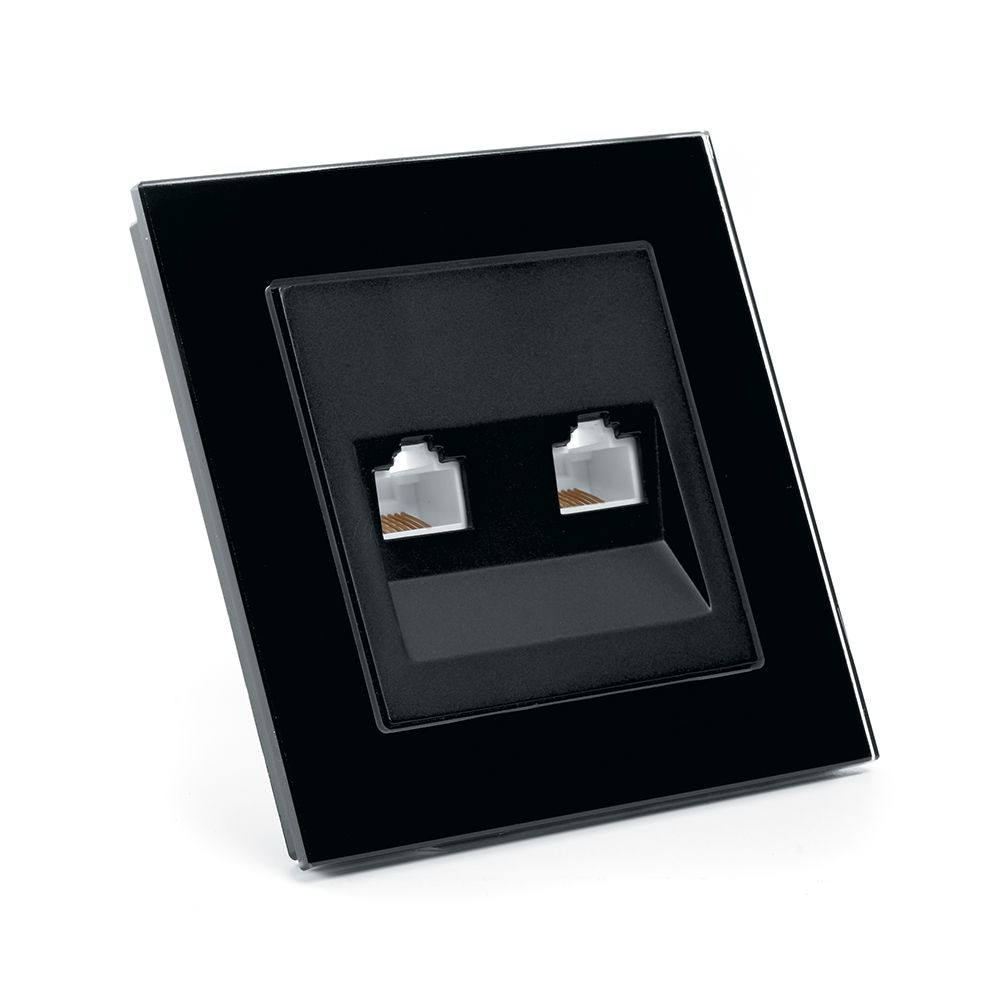 Розетка компьютерная 2-местная RJ-45 ,STEKKER ,GLS00-7006-05, серия Катрин, черный