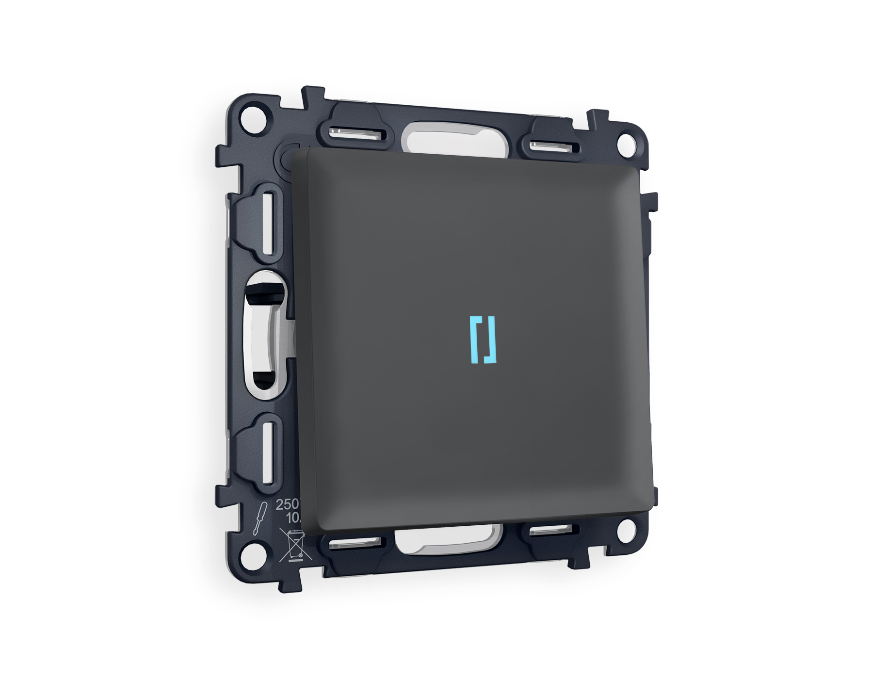 MA902020 Комплект механизма 1-кл выключателя с подсветкой 10000K ALFA Графит мягкое касание QUANT (AP9020, VM101, G17B)