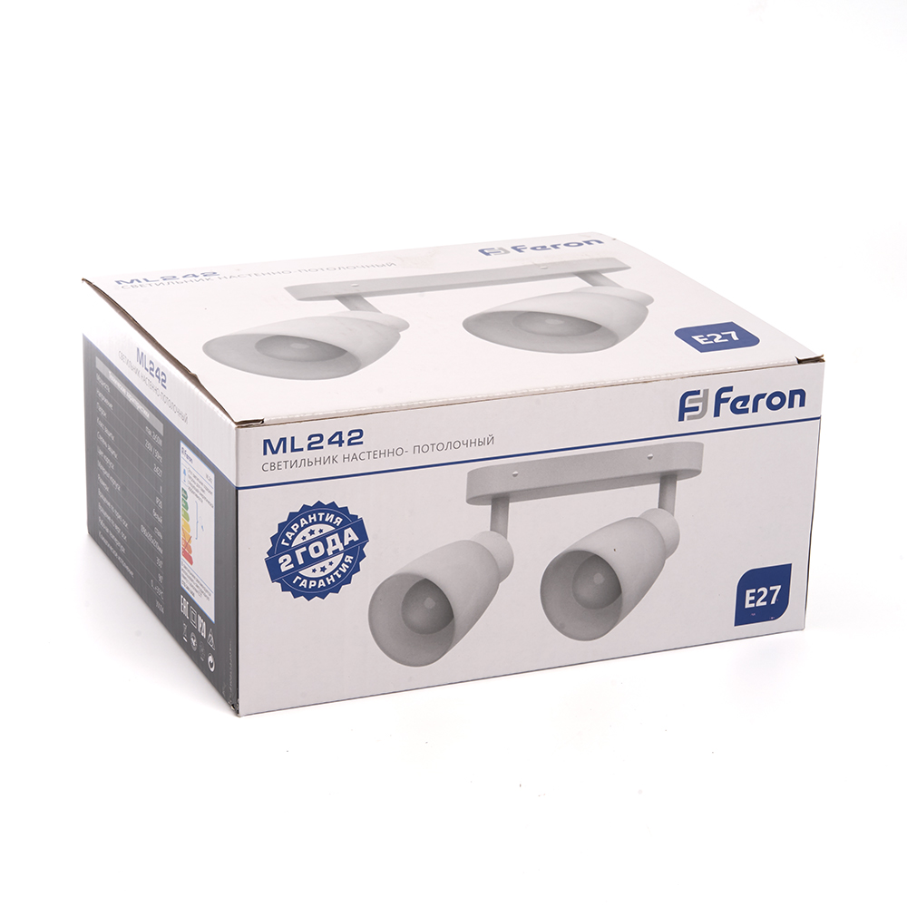 Светильник Feron ML242 настенно-потолочный под лампу 2хE27, белый