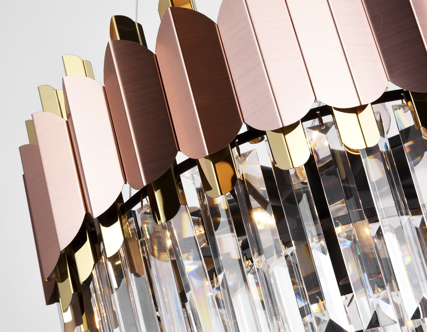 Подвесная люстра с хрусталем Ambrella TR5290/8 PGD/GD розовое золото/золото E14/8 max 40W D500*880