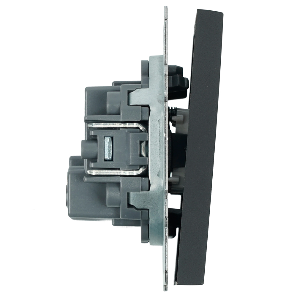 Выключатель 2-клавишный самовозвратный (механизм), STEKKER, 250В, 10А, серия Эмили, RSW10-5113-05, черный уголь, soft touch