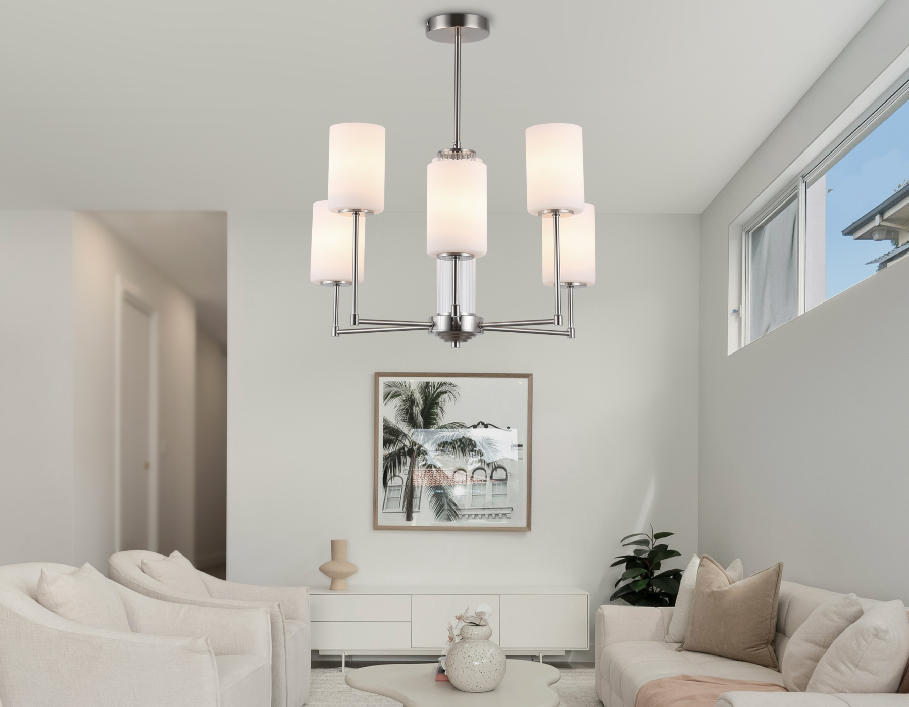 LH56211/6 SN/FR никель/белый матовый E27/6 max 60W D600*600