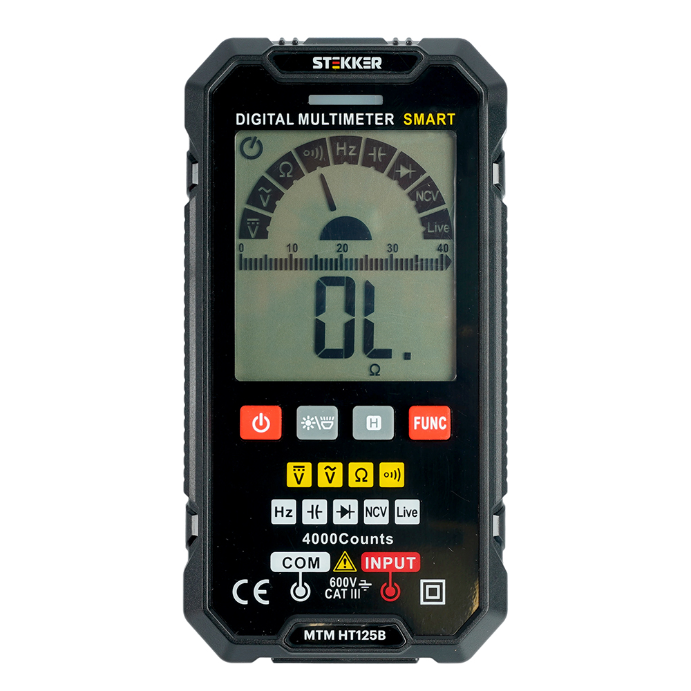 MTM HT125B Мультиметр цифровой, 4000 отсчетов, 2 батареи тип ААА 1,5В, автоматический, черный