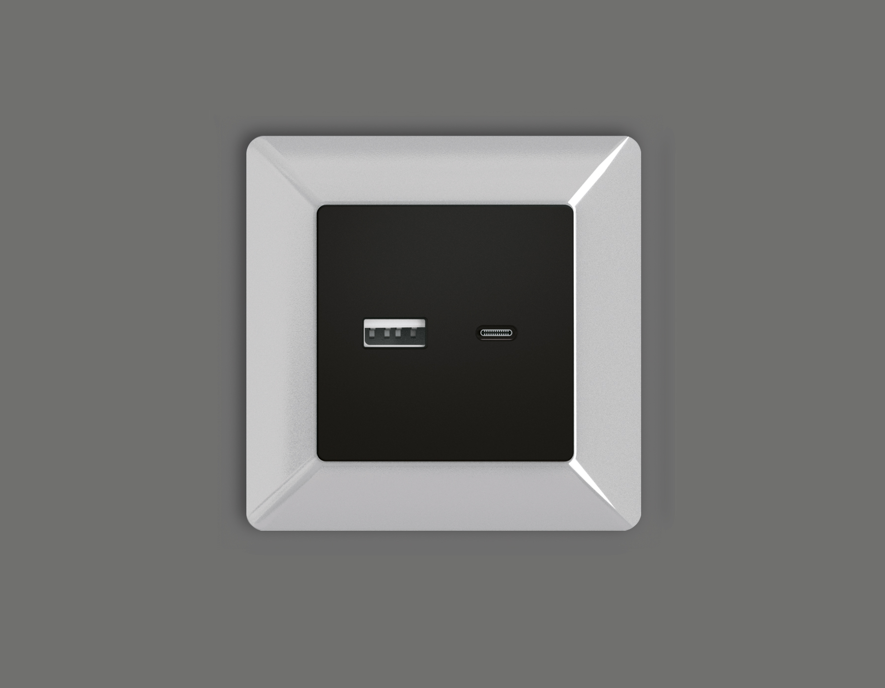 AP8110 Лицевая панель ALFA (Черный матовый) для розетки 2USB тип A+C QUANT