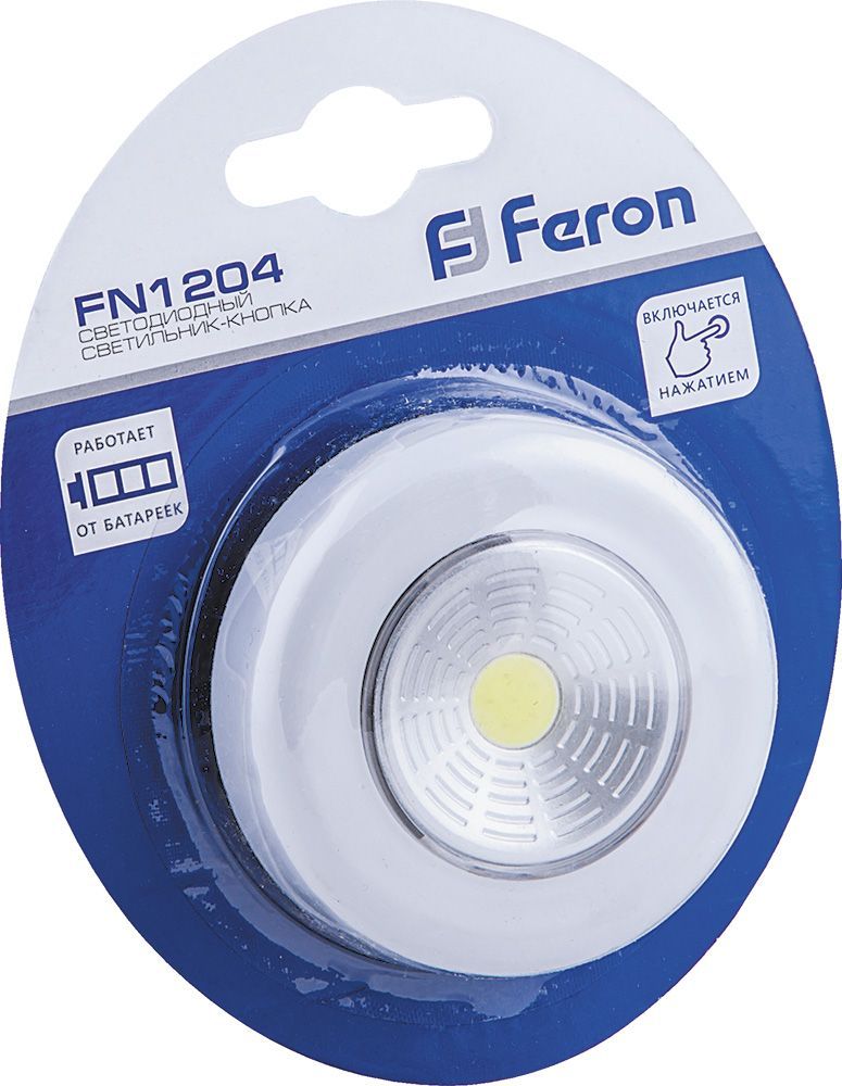Светодиодный светильник-кнопка Feron FN1204 (1шт в блистере), 2W, серебро Светодиодный светильник-кнопка Feron FN1204 (1шт в блистере), 2W, серебро