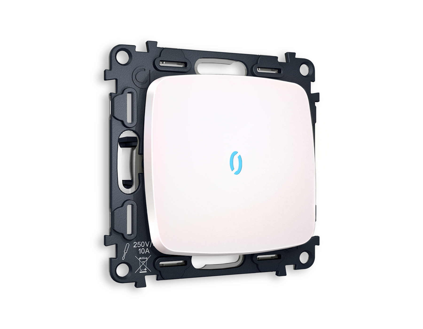 MO202040 Комплект механизма 1-кл проходного выключателя с подсветкой 10000K OMEGA Жемчуг QUANT (OP2020, VM105, G29B)