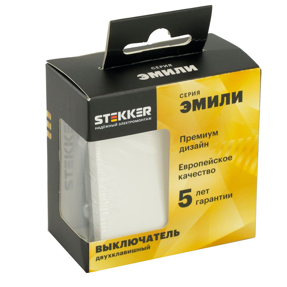 Переключатель перекрестный 2-клавишный (механизм), STEKKER, 250В, 10А, серия Эмили, RSW10-5111-01, белый фарфор, soft touch