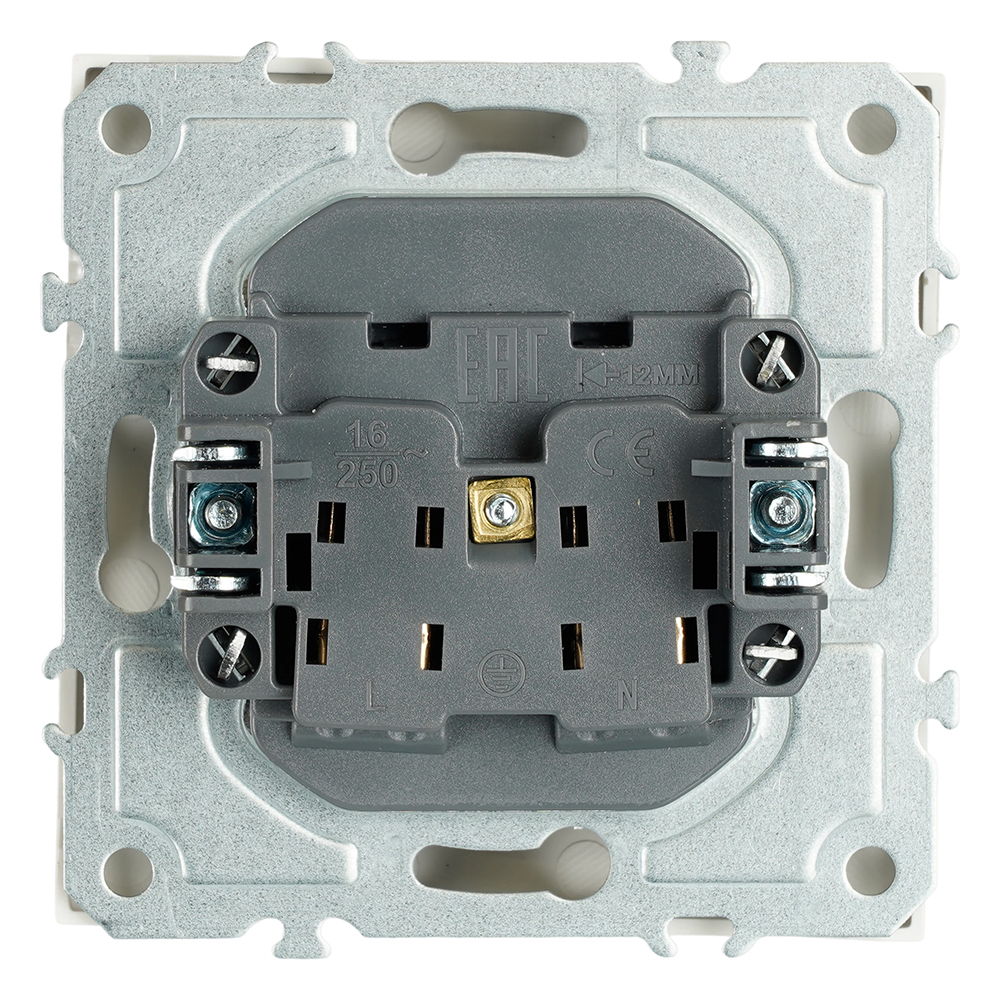 Розетка 1-местная с з/ш, б/з (механизм), СЗК, STEKKER, 250В, 16А, серия Эмили, RST16-5109-01ZK, белый фарфор, soft touch