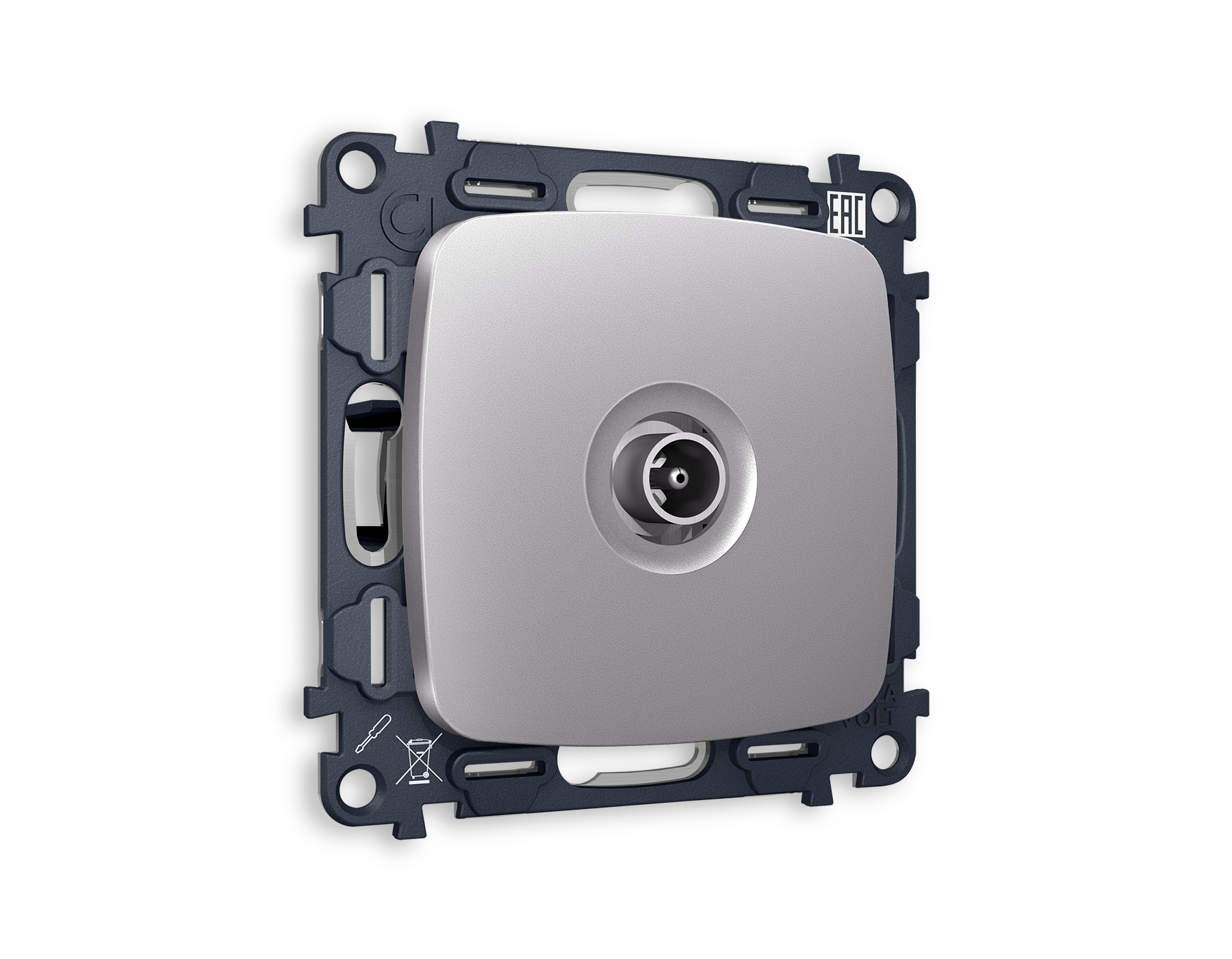 MO513010 Комплект механизма TV розетки оконечной OMEGA Сталь матовый 50-870 MHz 1dB QUANT (OP5130, VM202)