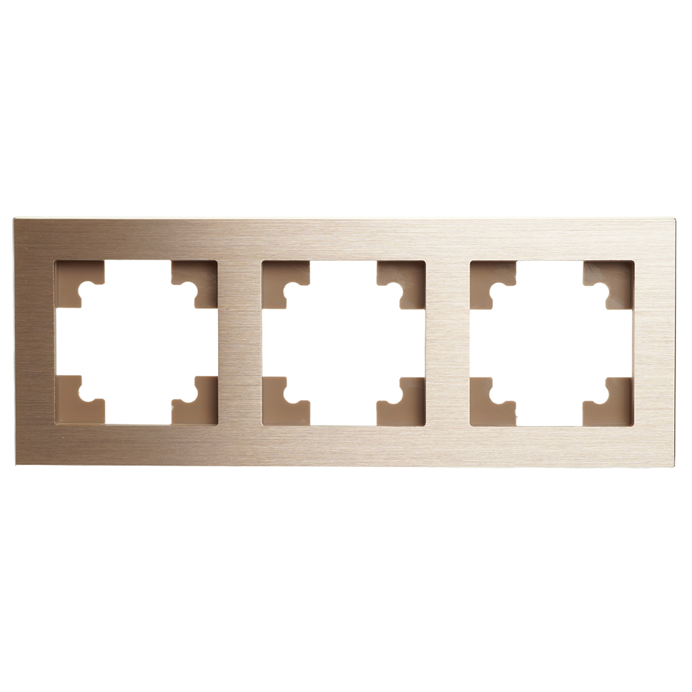 Рамка 3-местная, металл, ,STEKKER, MFR00-7003-02, серия Катрин, шампань