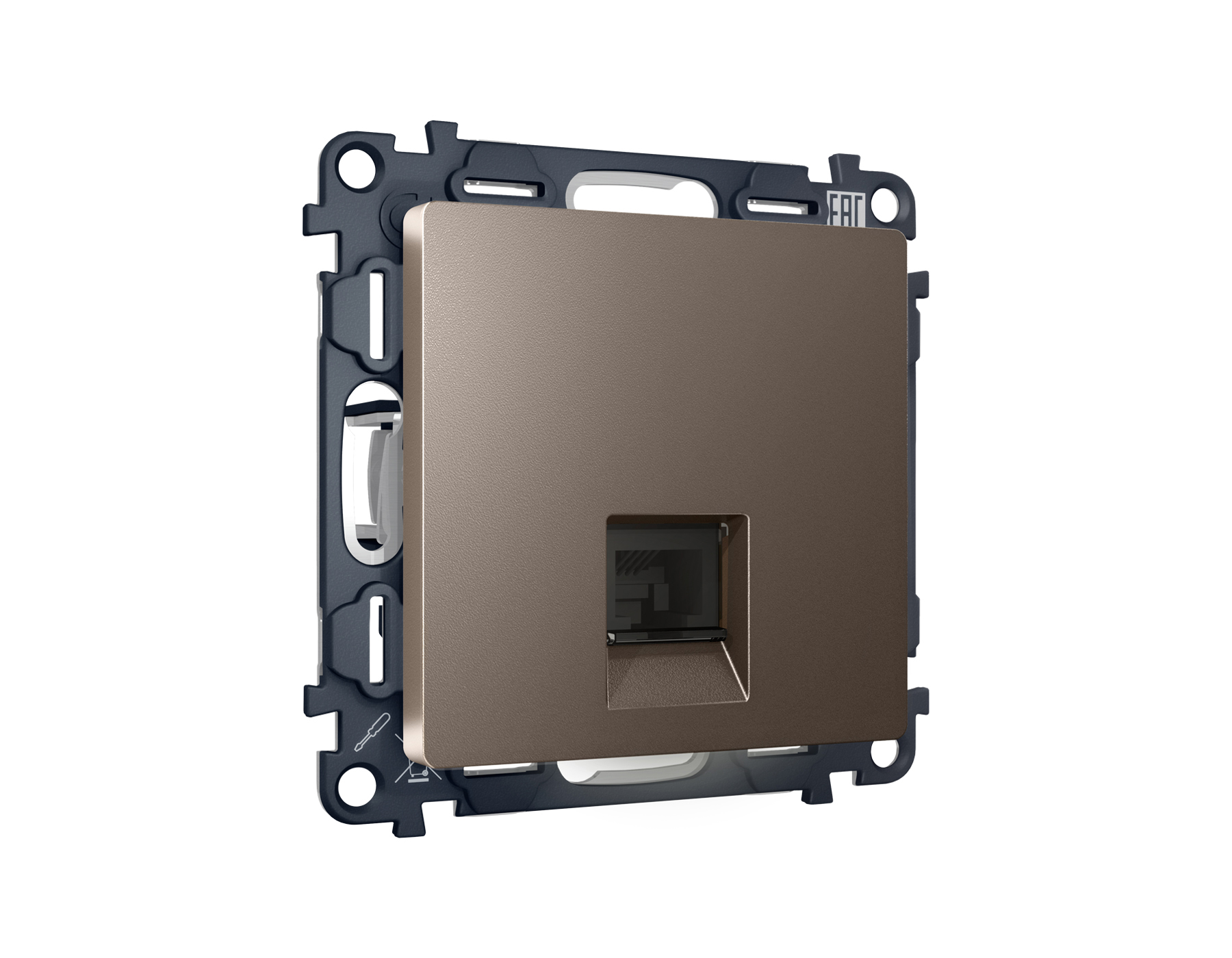 MA642030 Комплект механизма телефонной розетки ALFA Темная бронза матовый RJ-11(4P4C) с шторкой QUANT (AP6420, VM190)