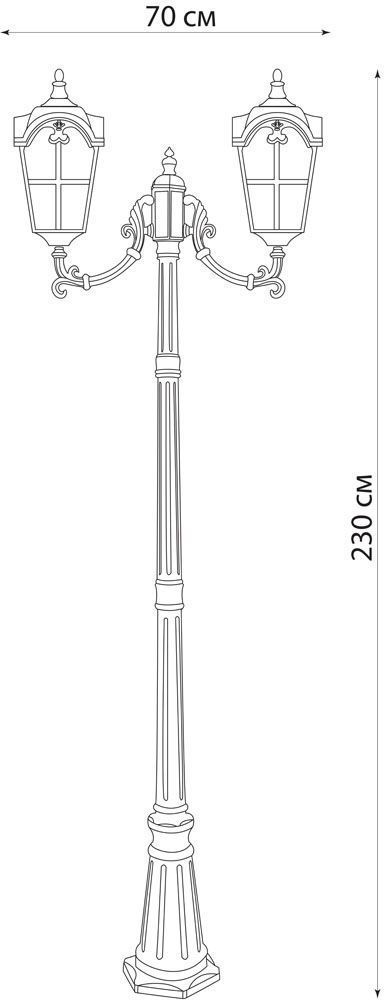 Светильник садово-парковый Feron PL5109 столб четырехгранный 2*100W 230V E27, черное золото Светильник садово-парковый Feron PL5109 столб четырехгранный 2*100W 230V E27, черное золото