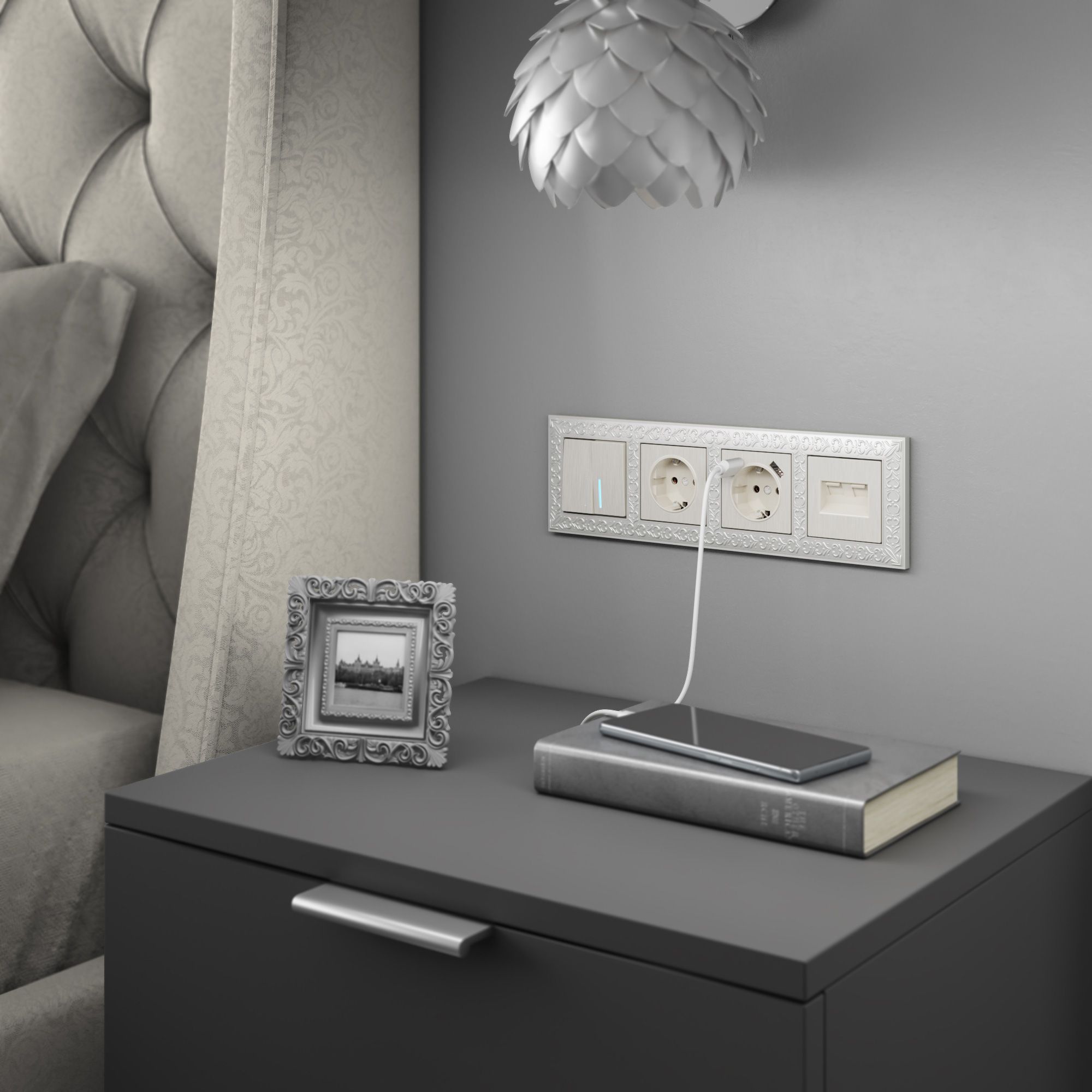 Рамка на 4 поста Werlel Antik (жемчужный) WL07-Frame-04