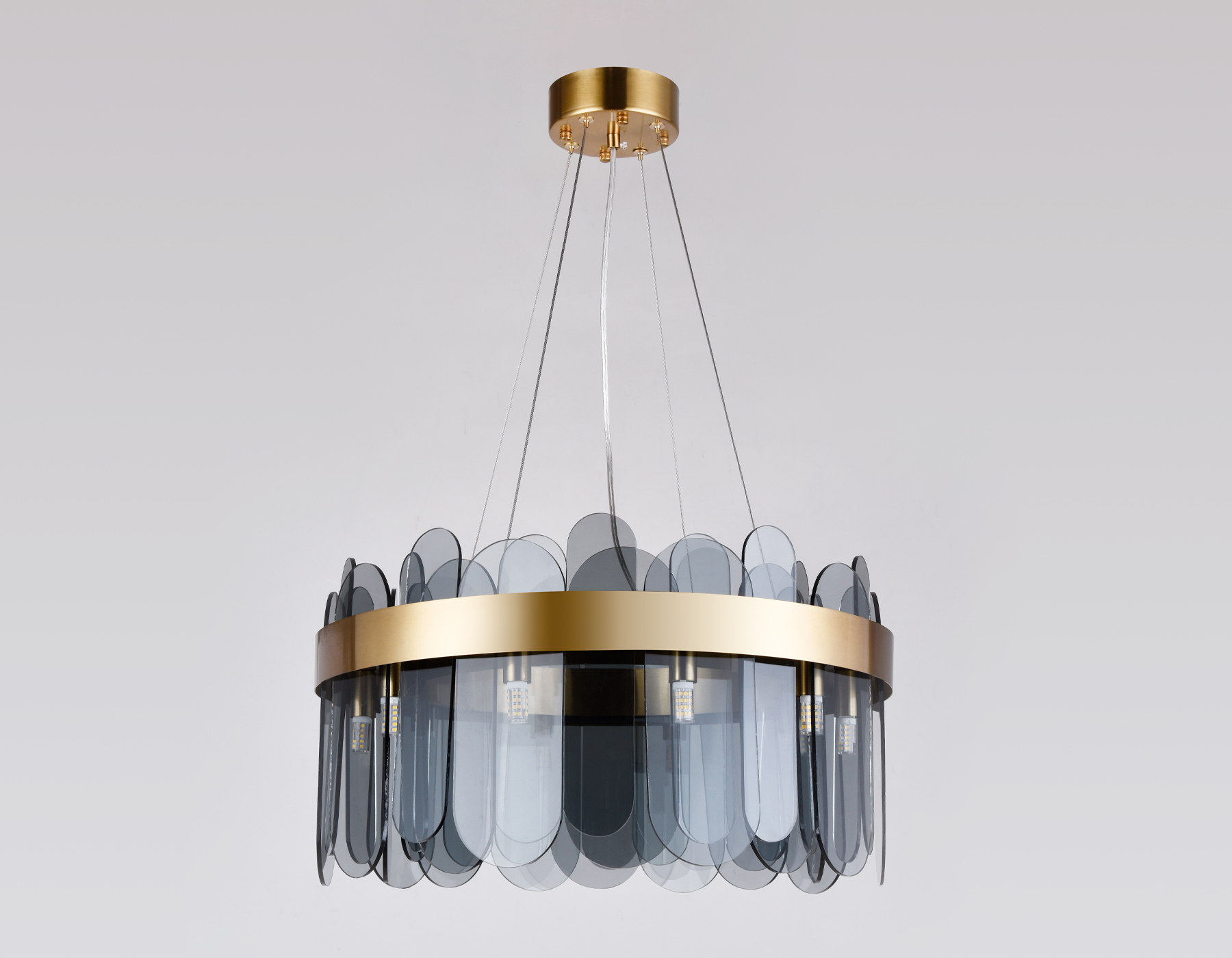 Подвесная люстра с хрусталем Ambrella TR5342/10 GD/SM золото/дымчатый G9/10 max 40W D500*770