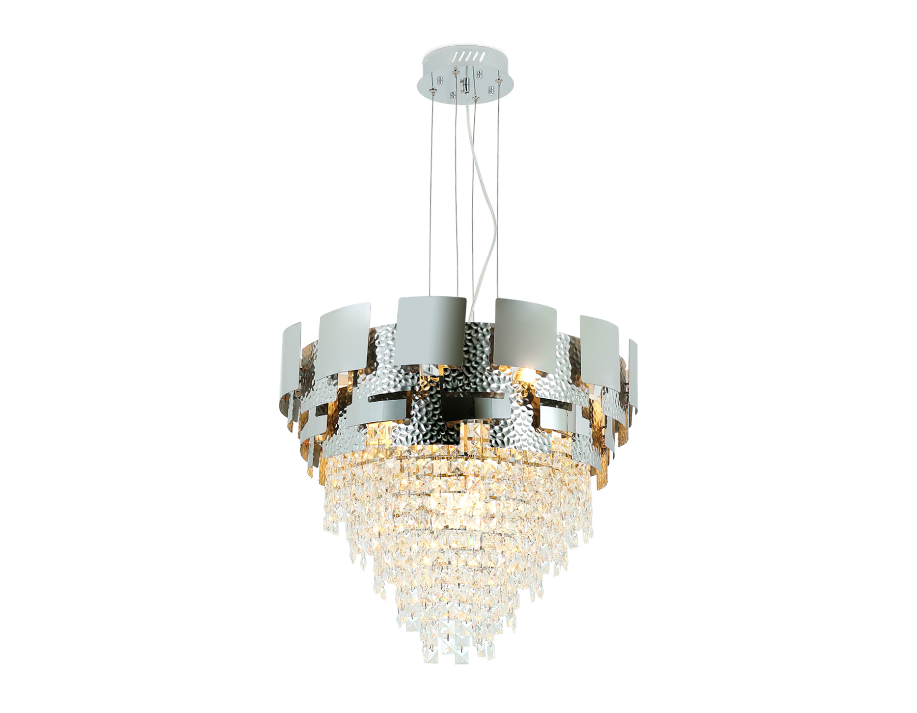 Подвесная хрустальная люстра Ambrella TR5242/9 SL/CL серебро/прозрачный E14/9 max 40W D600*840