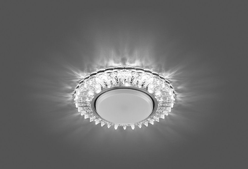 Светильник встраиваемый с белой LED подсветкой Feron CD4025 потолочный GX53 без лампы прозрачный Светильник встраиваемый с белой LED подсветкой Feron CD4025 потолочный GX53 без лампы прозрачный