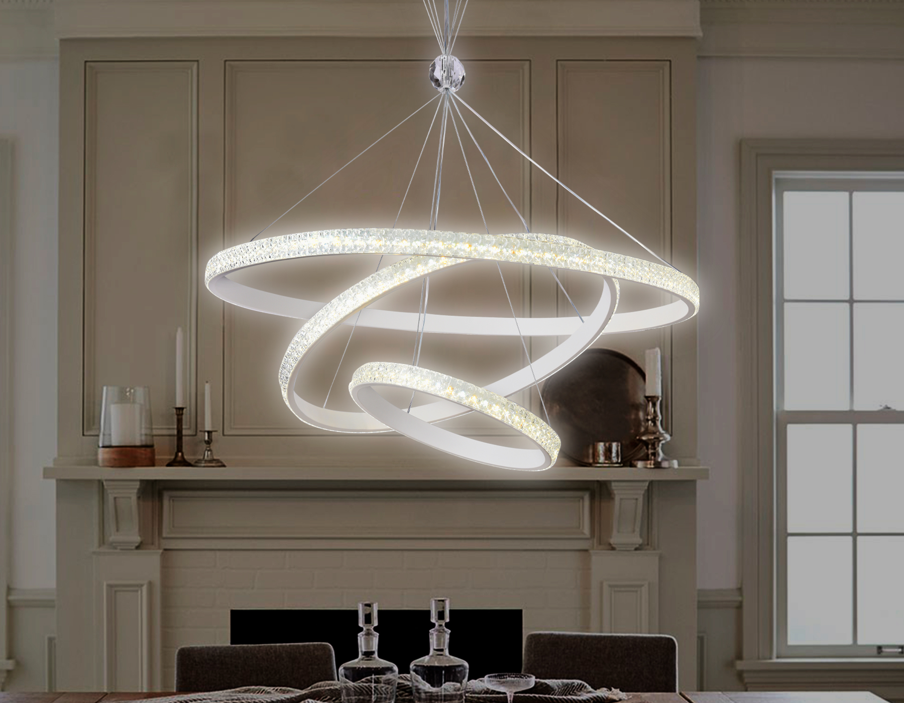 Подвесной светильник FA6157/3 WH белый 3000K/4200K/6400K 106W D700*890 (ПДУ РАДИО 2.4G)