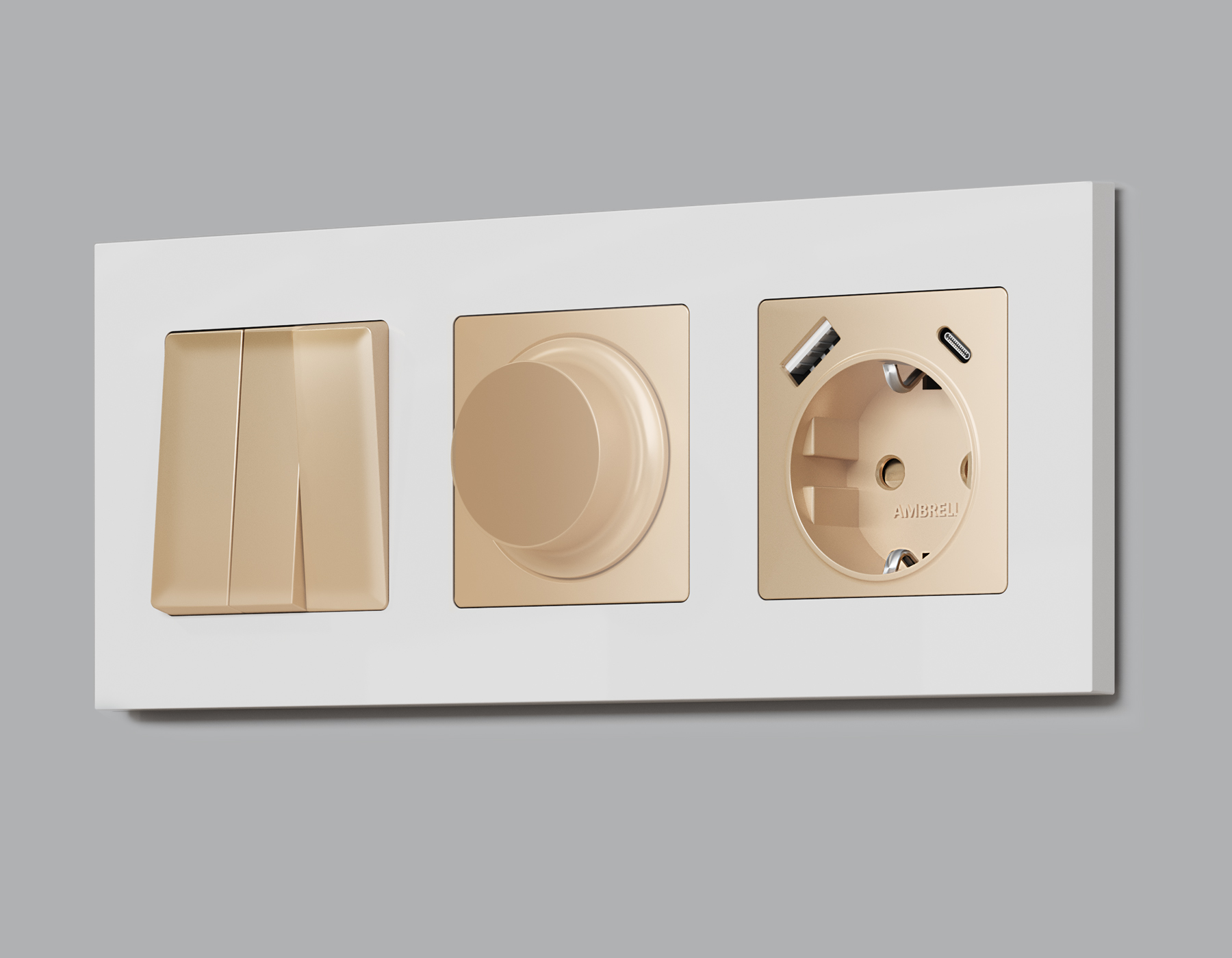 AP6055 Лицевая панель ALFA (Шампань) для светорегулятора универсального QUANT