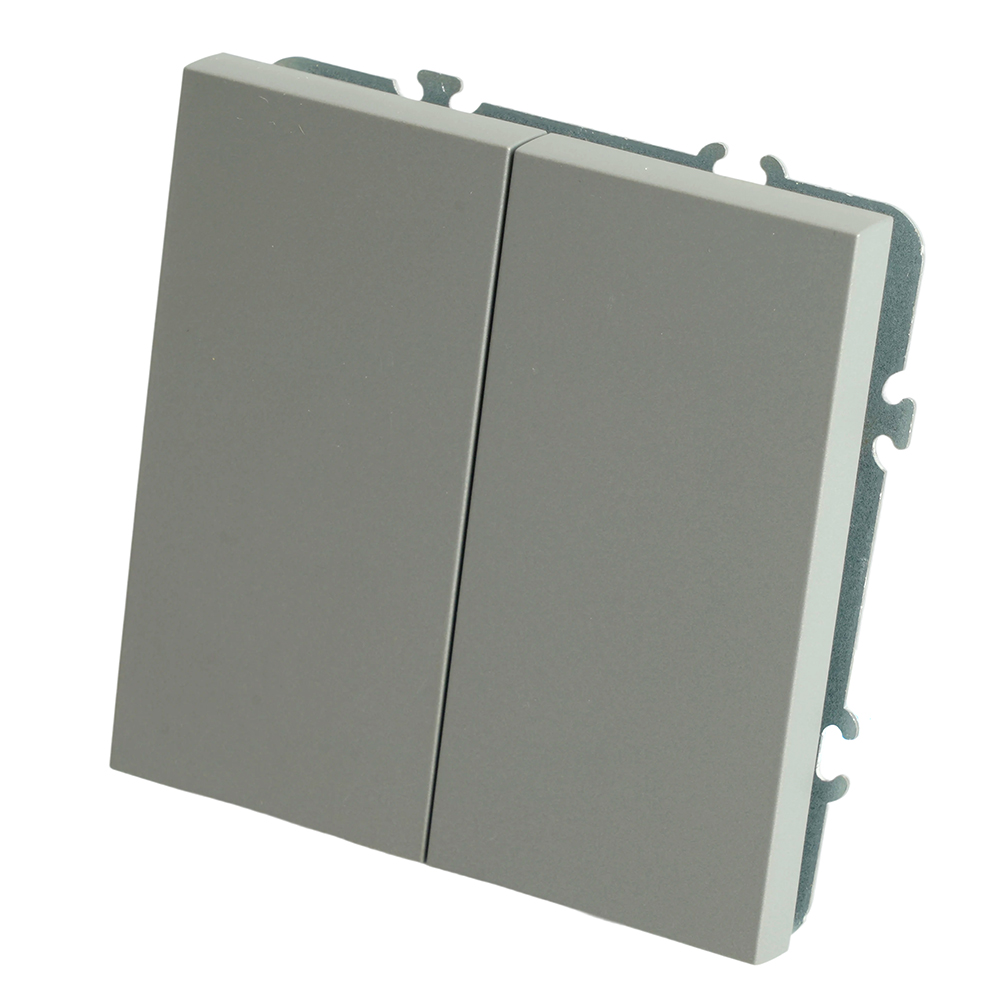 Переключатель перекрестный 2-клавишный (механизм), STEKKER, 250В, 10А, серия Эмили, RSW10-5111-10, платиново-серый, soft touch