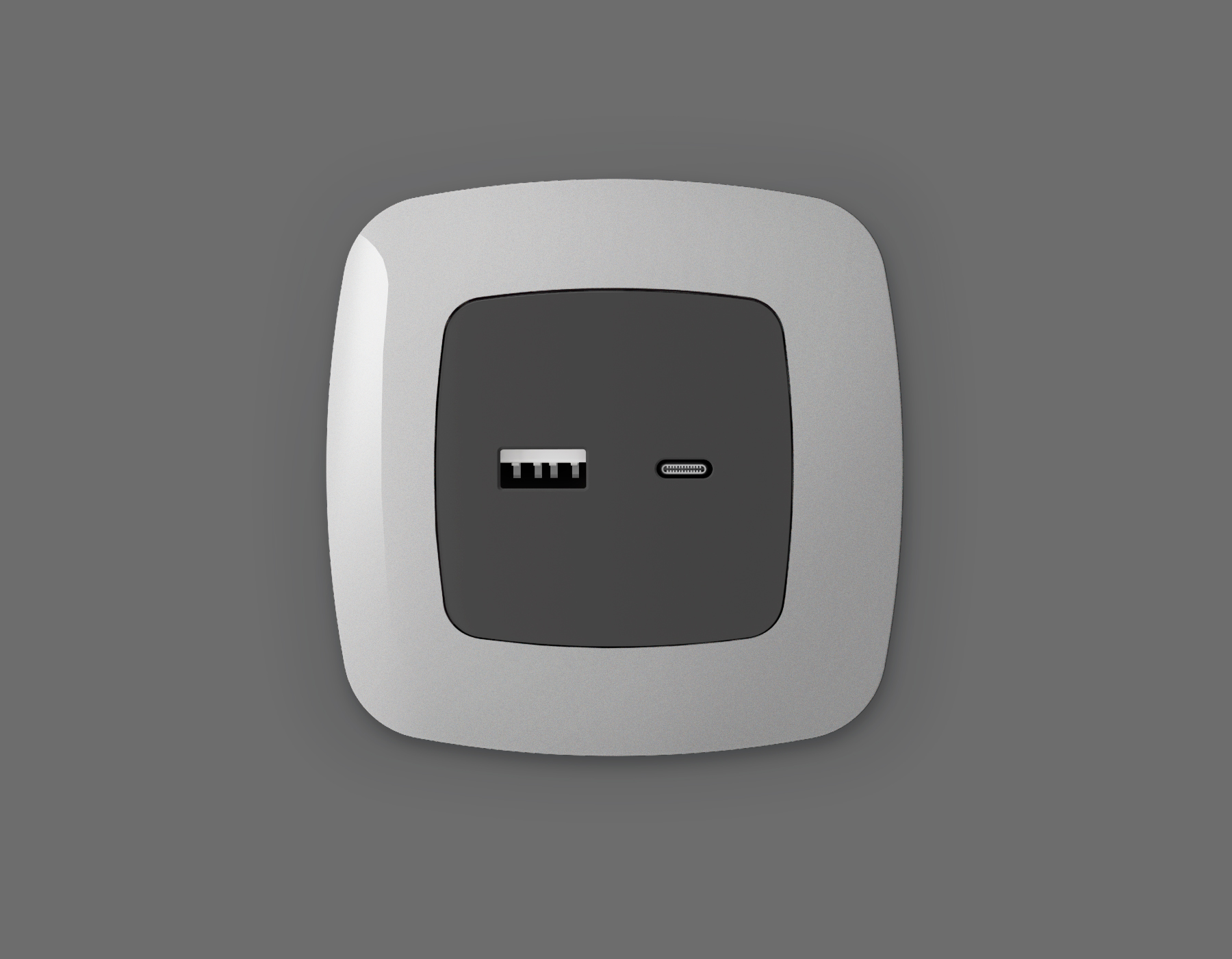 OP9110 Лицевая панель OMEGA (Графит Мягкое касание) для розетки 2USB тип A+C QUANT