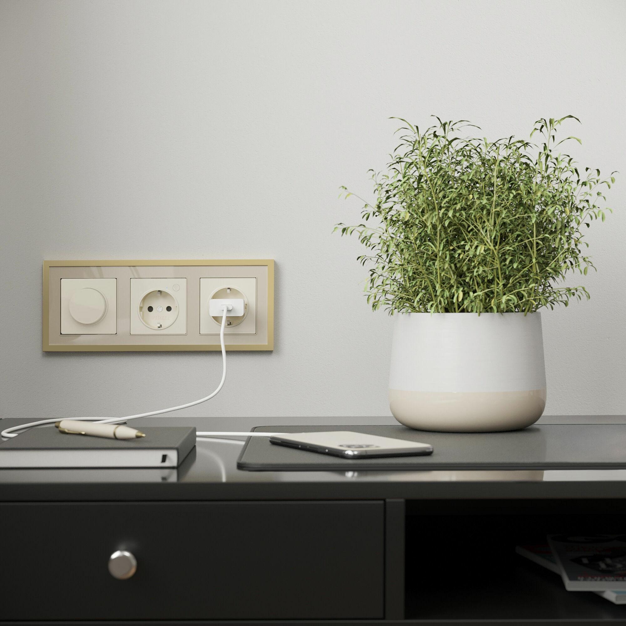 Рамка на 3 поста Baguette Werkel (айвори/латунь) W0032851