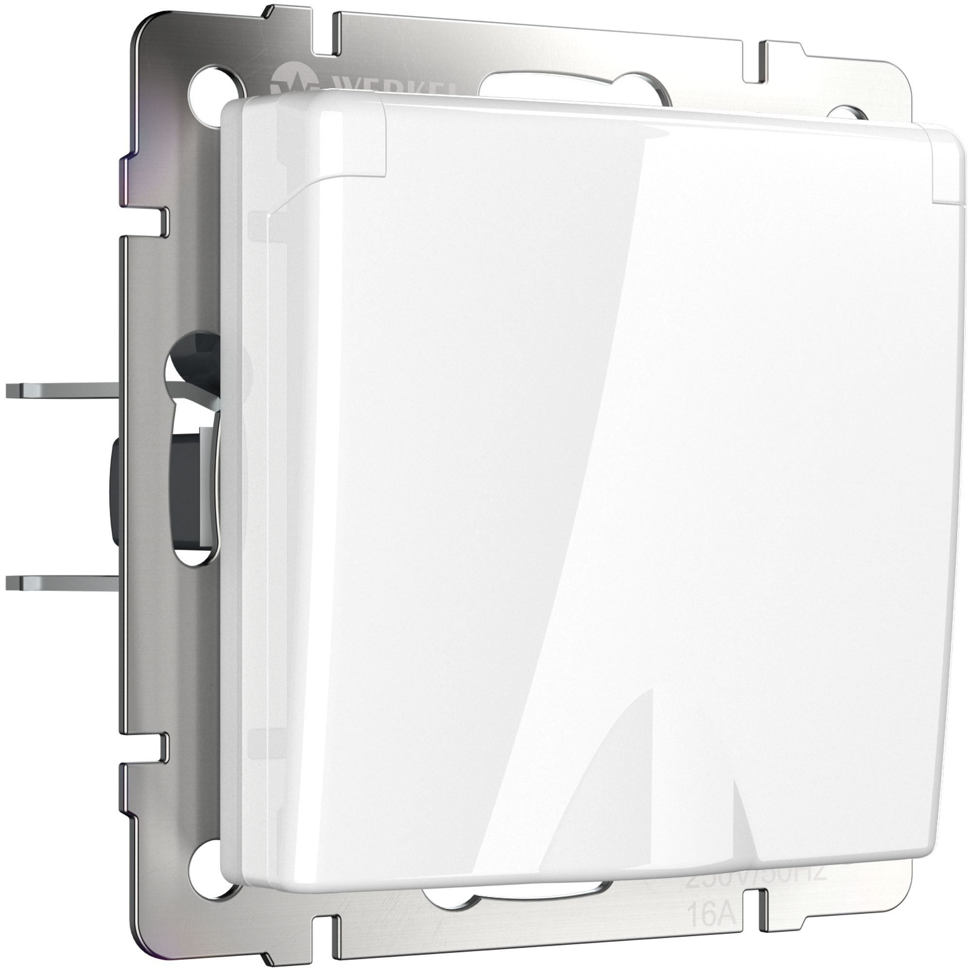 Розетка влагозащищенная c заземлением, защитной крышкой и шторками WERKEL (белый) WL01-SKGSC-01-IP44 / W1171201 / a028831