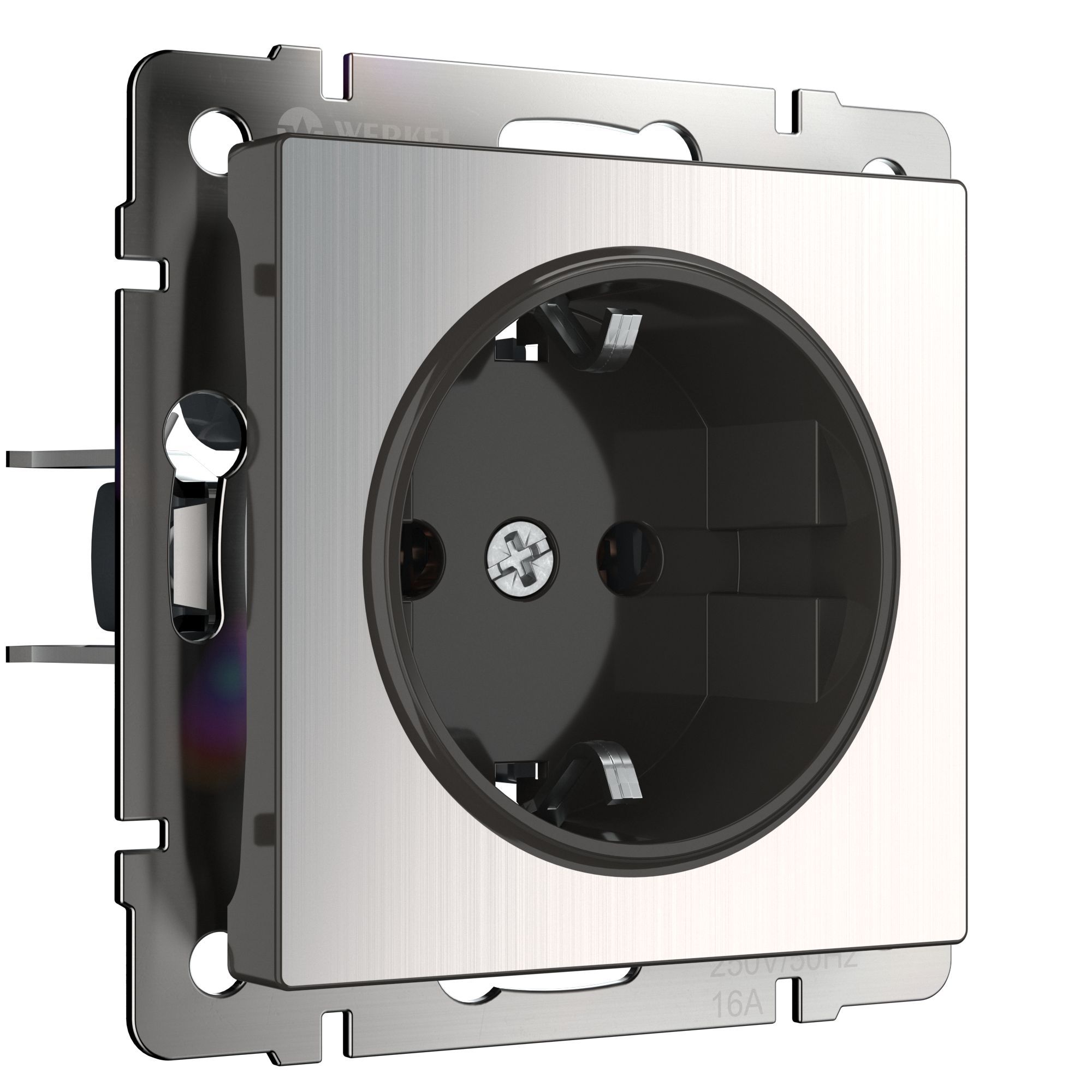 Розетка с заземлением и шторками WERKEL (глянцевый никель) WL02-SKGS-01-IP44 / W1171102 / a034177