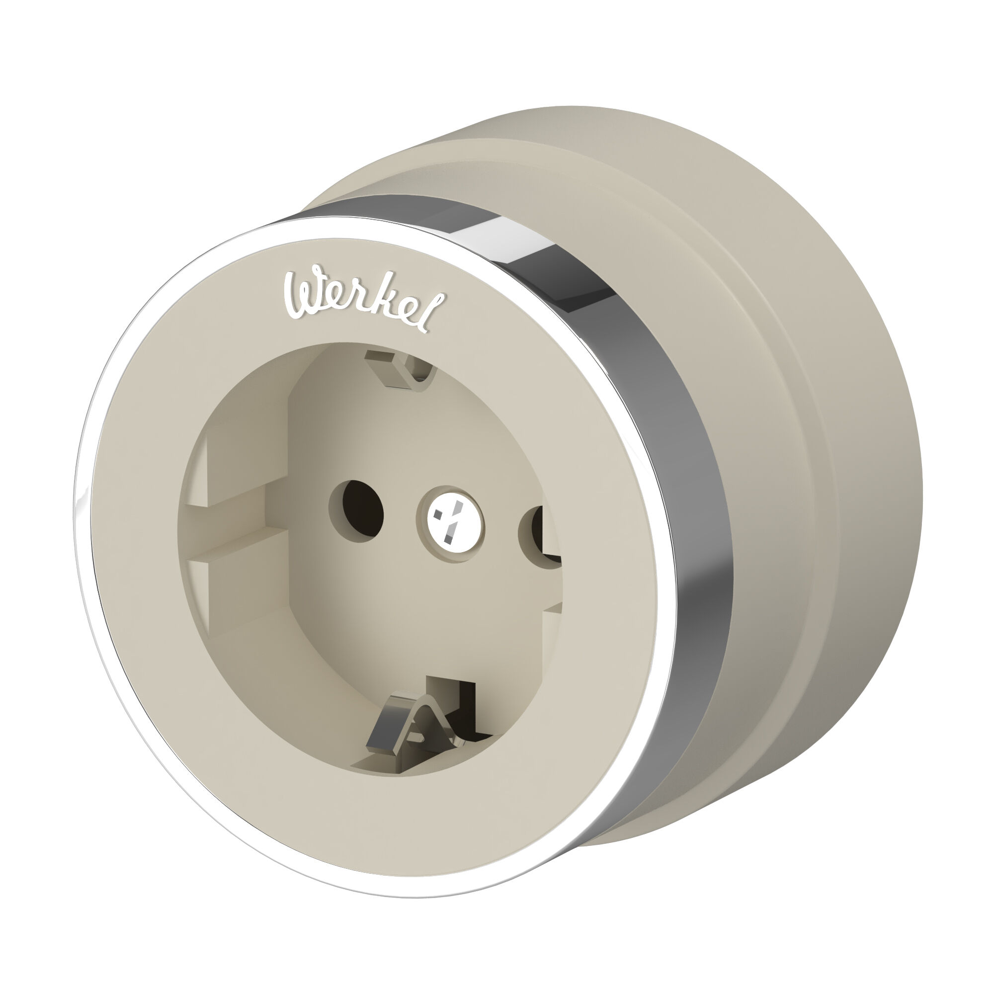 Розетка с заземлением Vintage Werkel (слоновая кость матовый/хром) W5871055