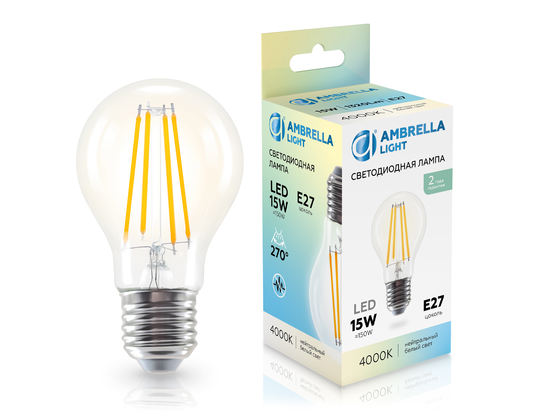 601514 Filament LED A60 15W E27 4000K 220-240V 601514 Filament LED A60 15W E27 4000K 220-240V