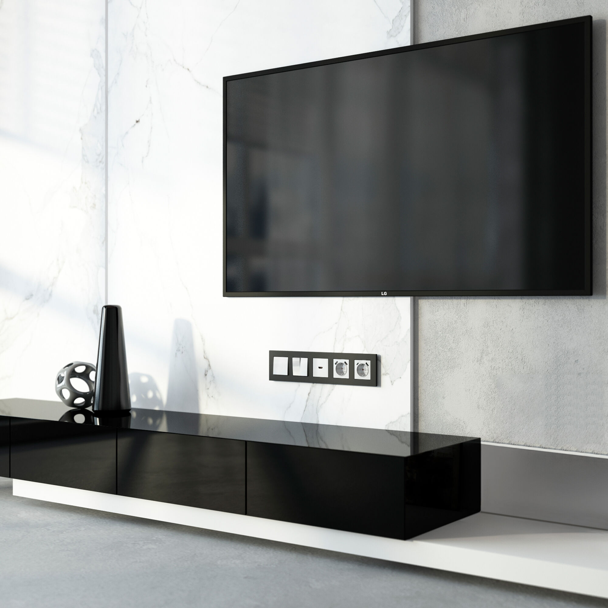 Рамка на 5 постов Slab (черный софт) W0052908