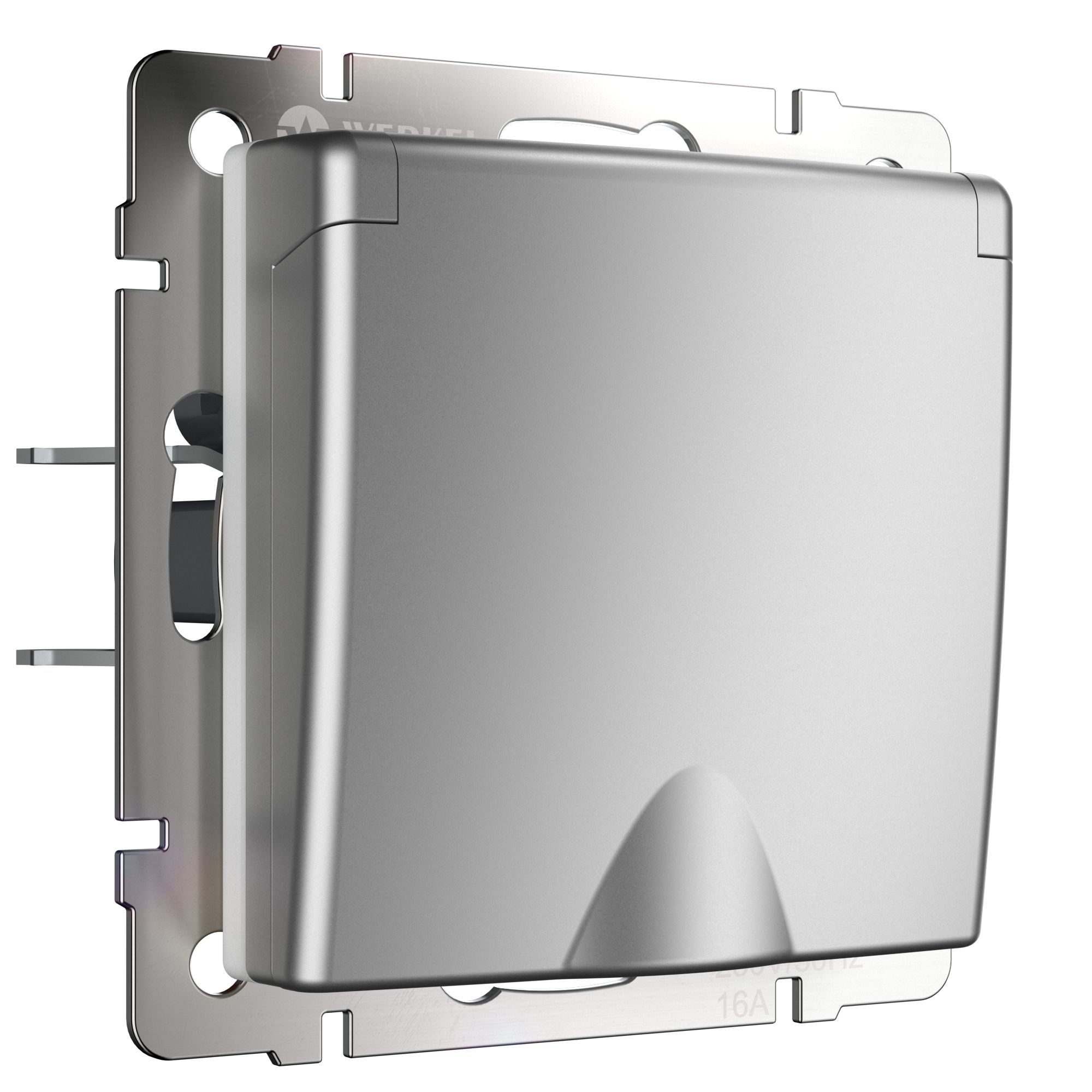 Розетка влагозащ. с зазем. с защит. крышкой и шторками WERKEL (серебряный) WL06-SKGSC-01-IP44 / W1171206 / a029832