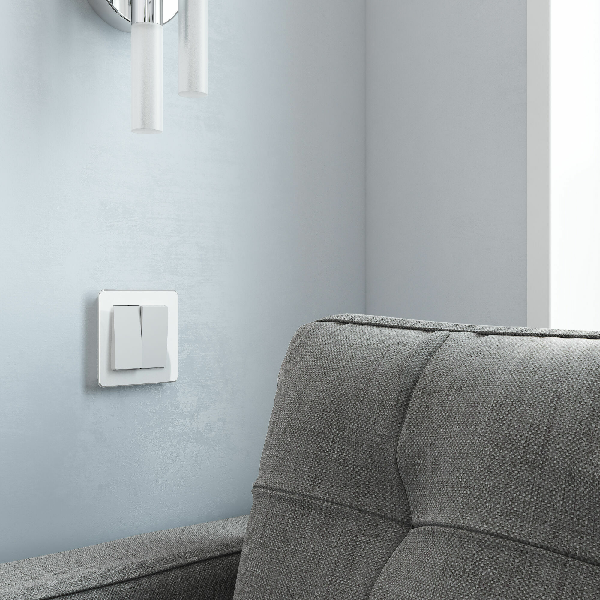 Выключатель двухклавишный Werkel (белый матовый) W1120061