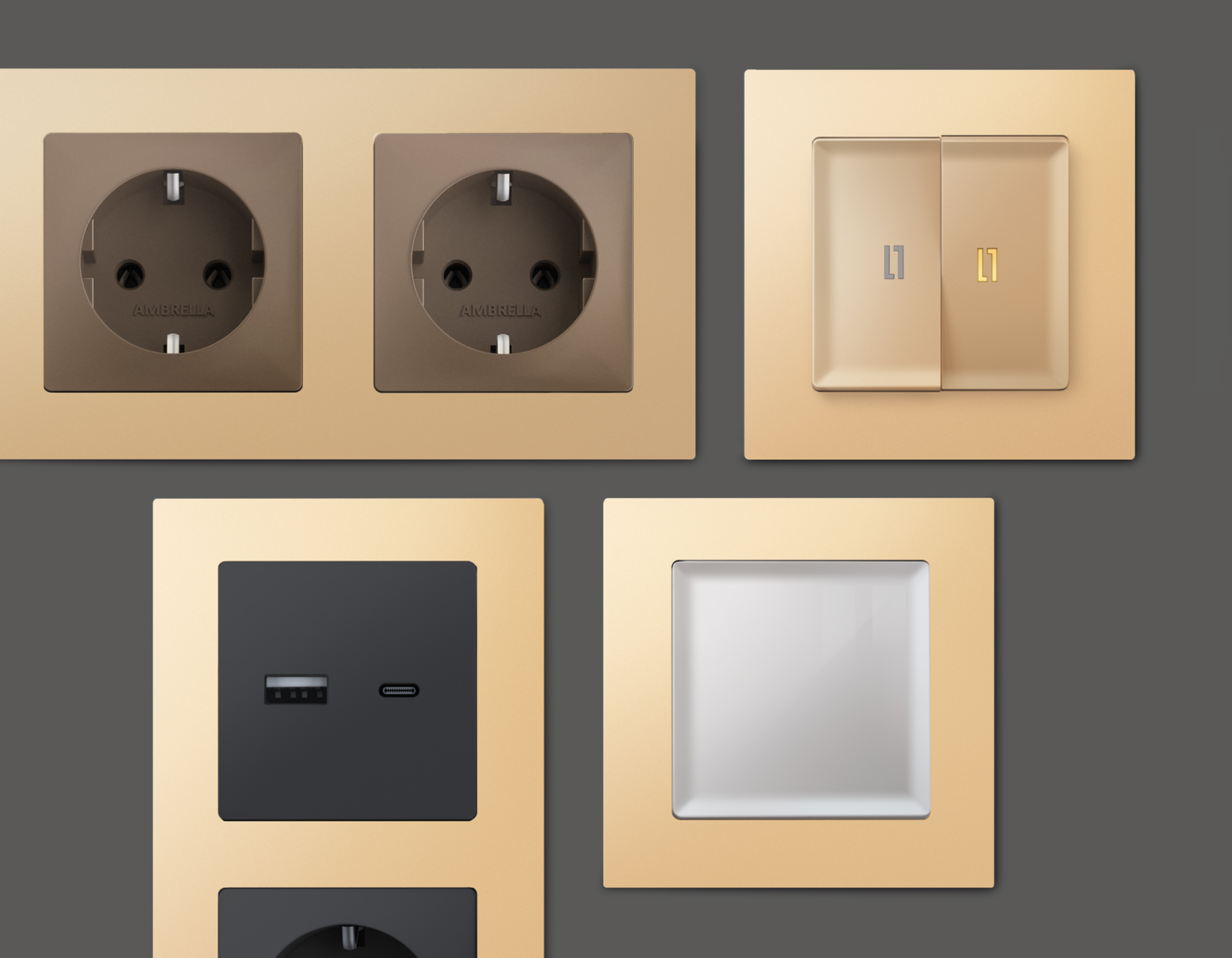 AF220603 Рамка ALFA Techno (Шампань) 3-ая