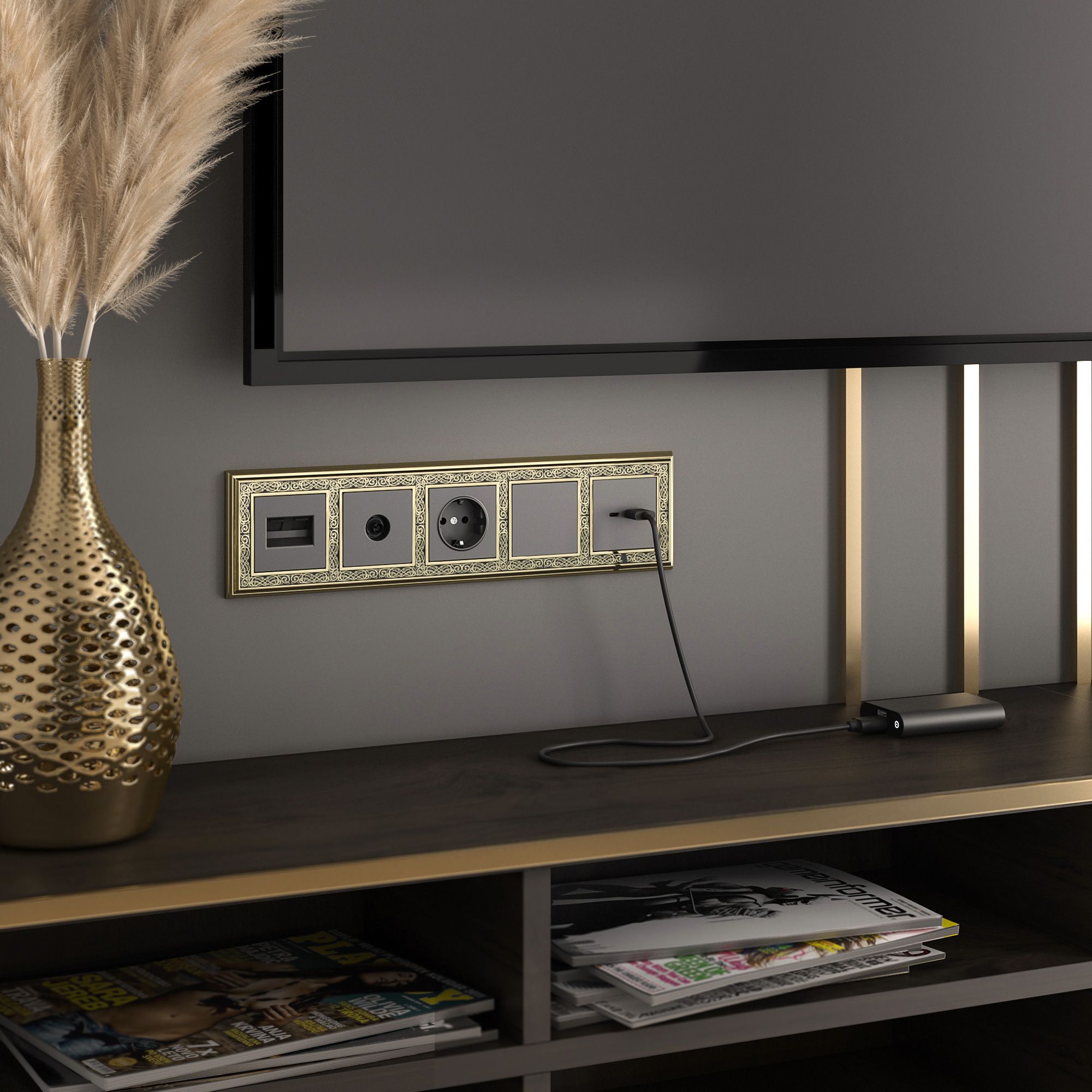 Рамка на 5 постов Werkel Palacio Gracia (золото/черный) WL77-Frame-05