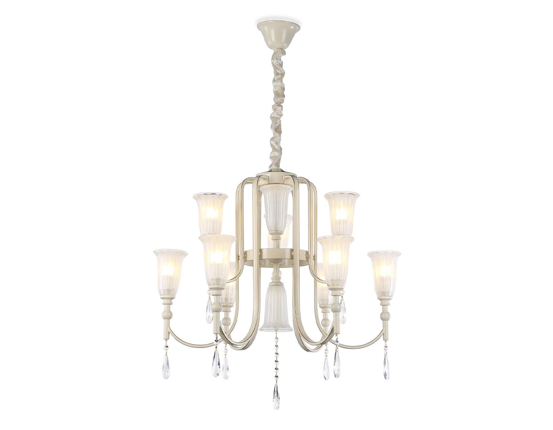 Подвесная люстра TR3248/9 BG/GD/FR бежевый/золото/белый матовый E14*9 max 40W D735*720