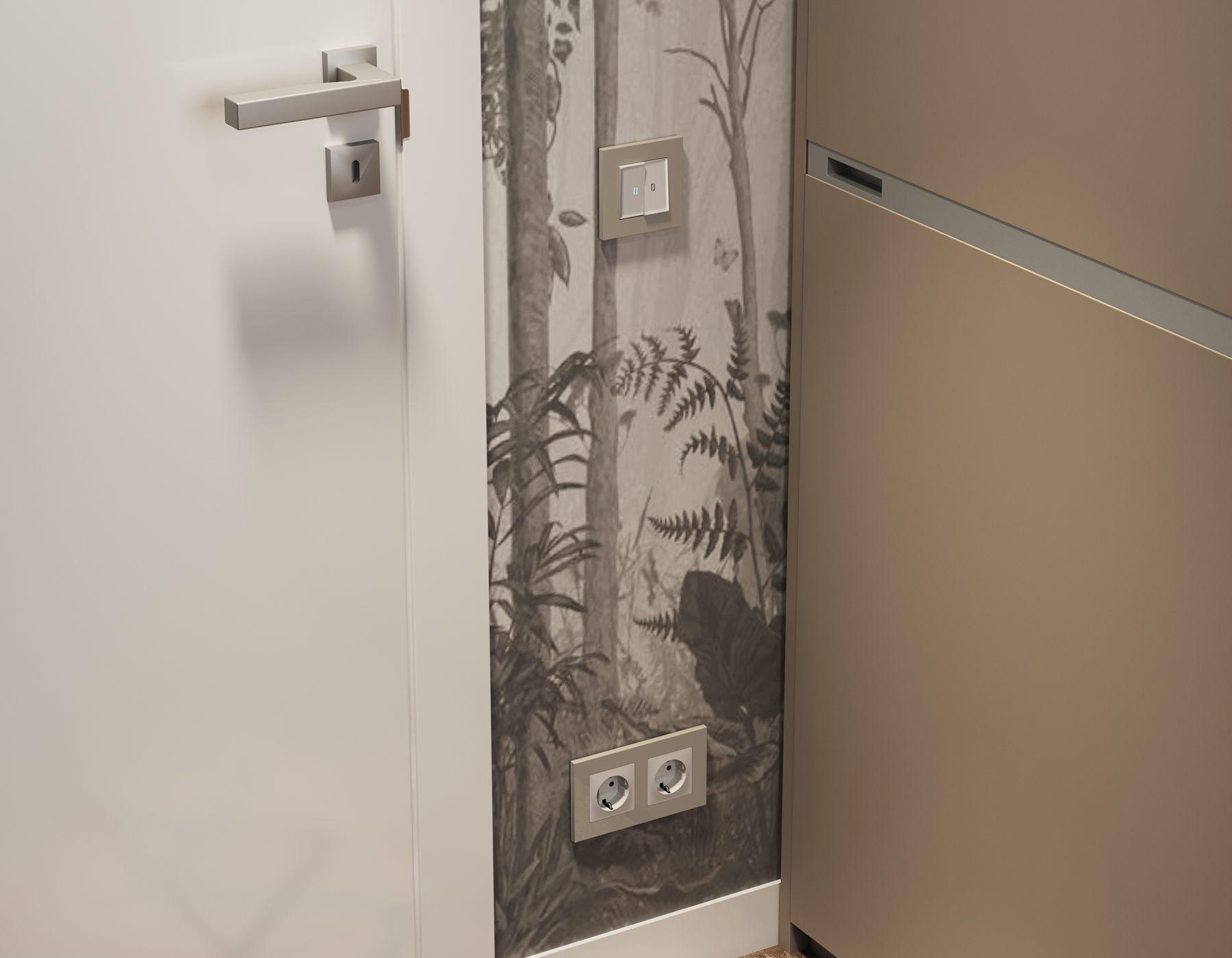 AF250361 Рамка ALFA Qubi (Серо-бежевый матовый) 1-ая