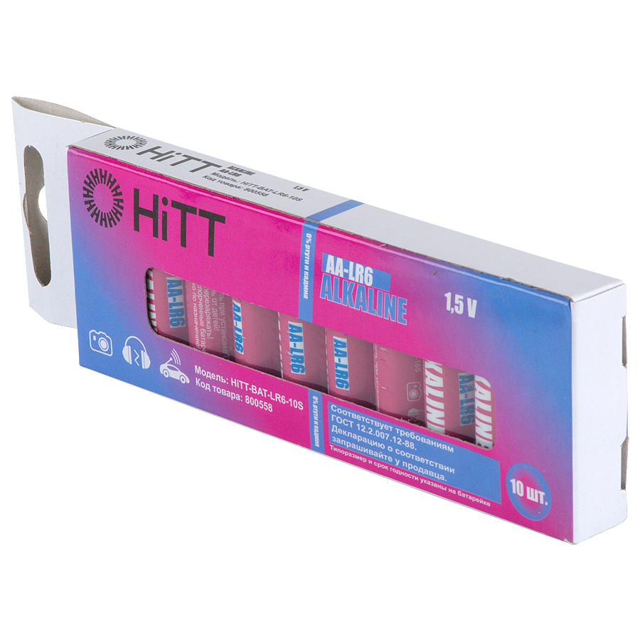 Батарейка  HiTT-BAT-LR6-10S  AA щелочная 10pcs/ shr+box (10/720)