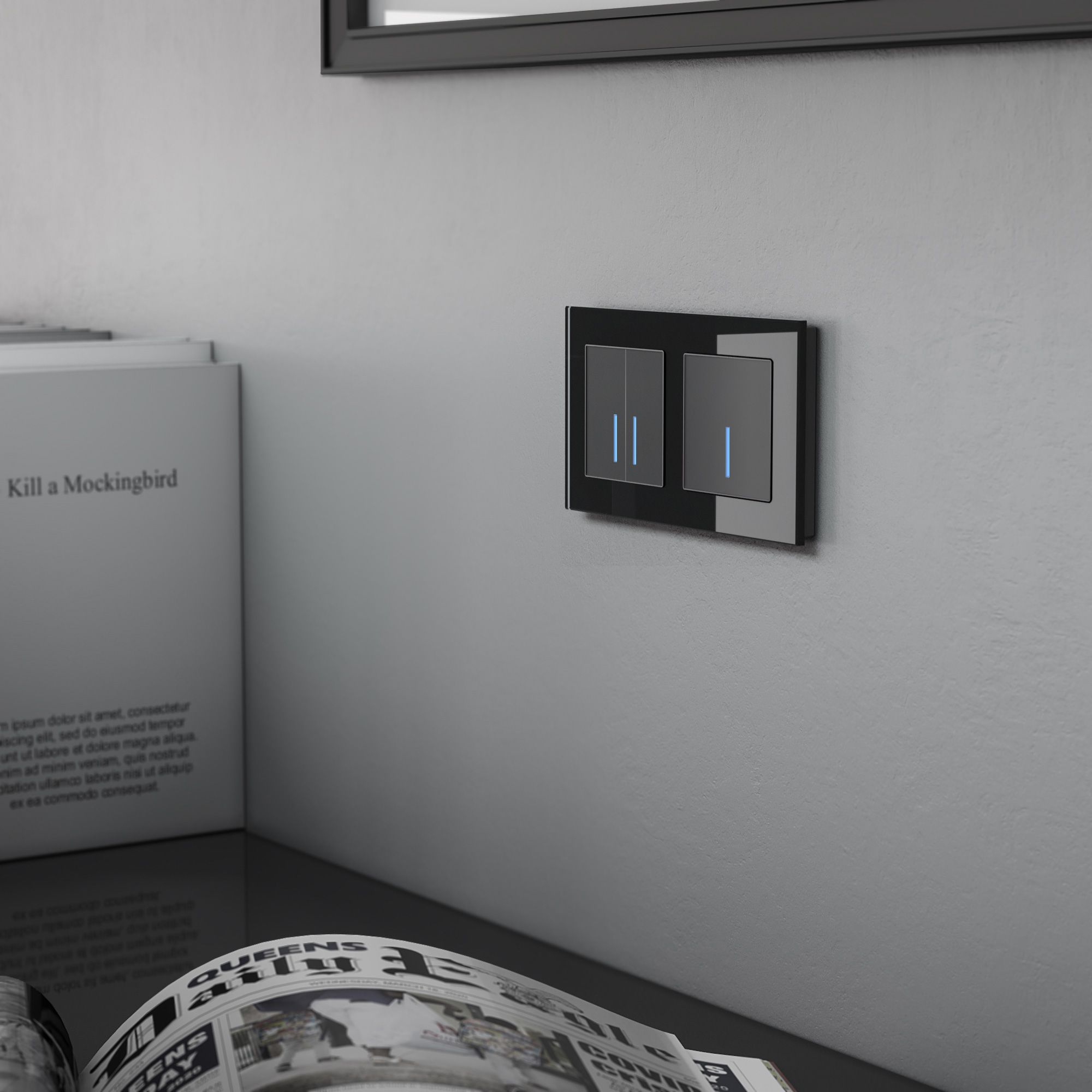 Сенсорный выключатель двухклавишный с управлением по Wi-Fi Werkel (черный) W4520608