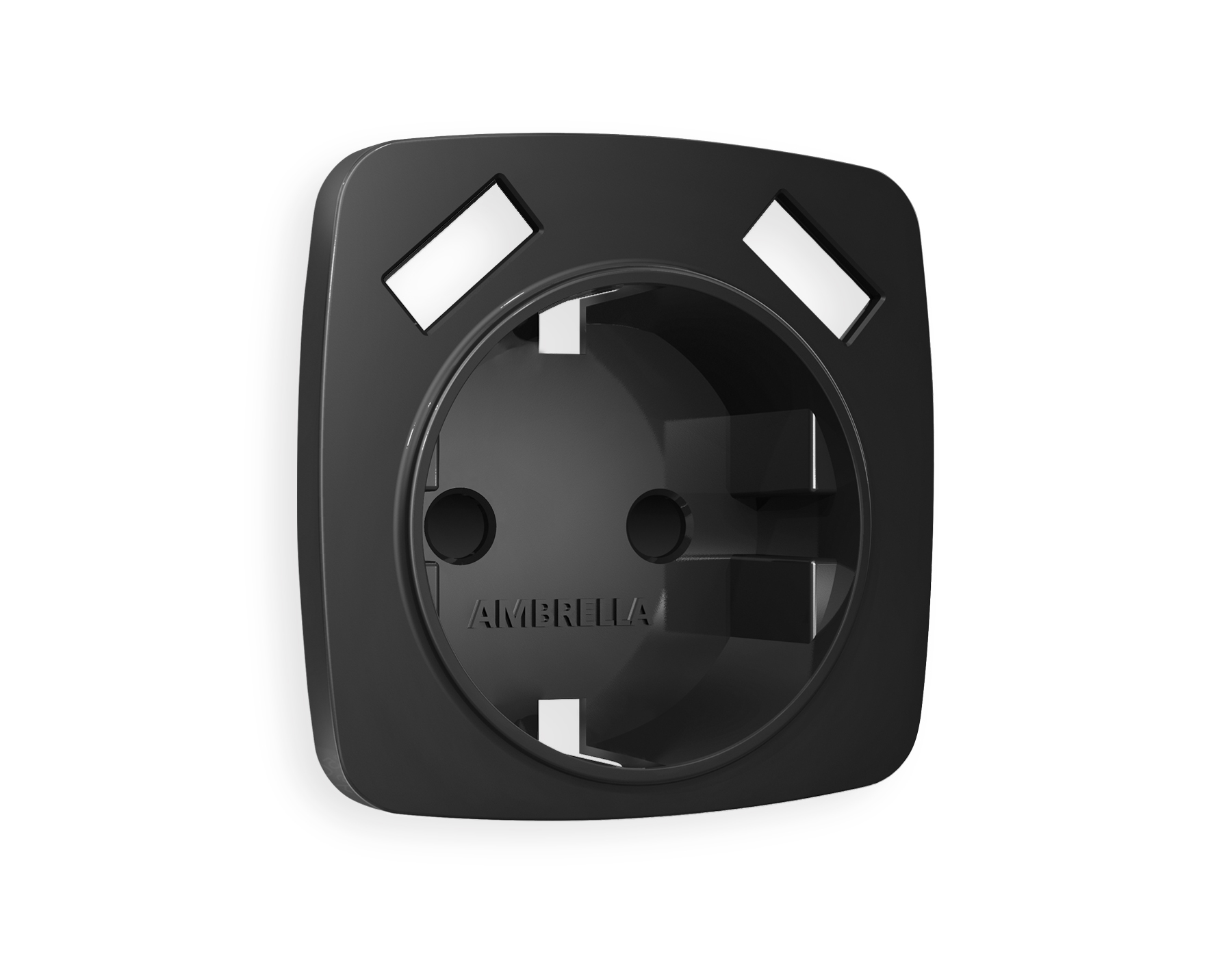 OP8090 Лицевая панель OMEGA (Черный матовый) для электрической розетки с/з со шторками 2USB A+A QUANT