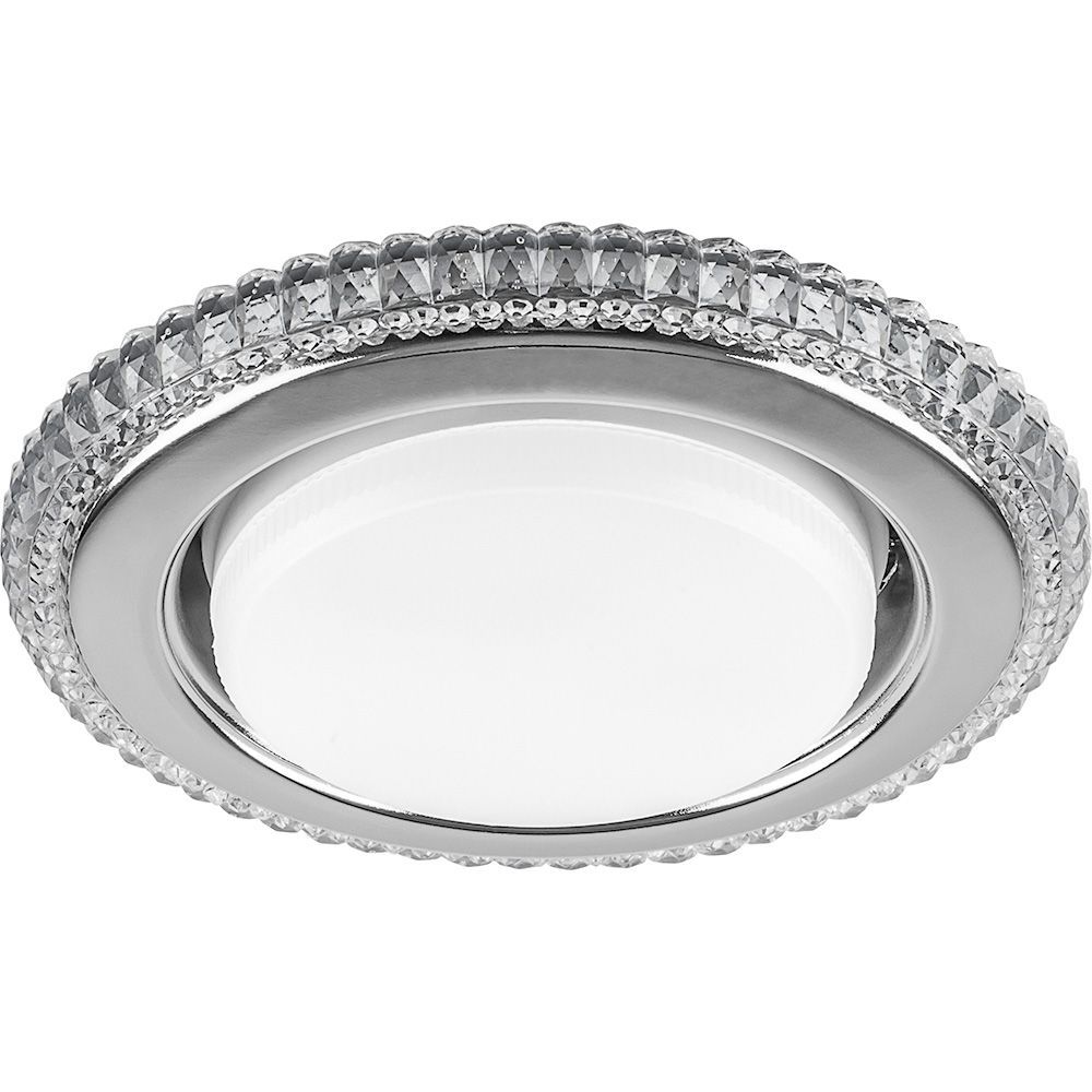 Светильник встраиваемый с белой LED подсветкой Feron CD4036 потолочный GX53 без лампы, прозрачный, хром Светильник встраиваемый с белой LED подсветкой Feron CD4036 потолочный GX53 без лампы, прозрачный, хром