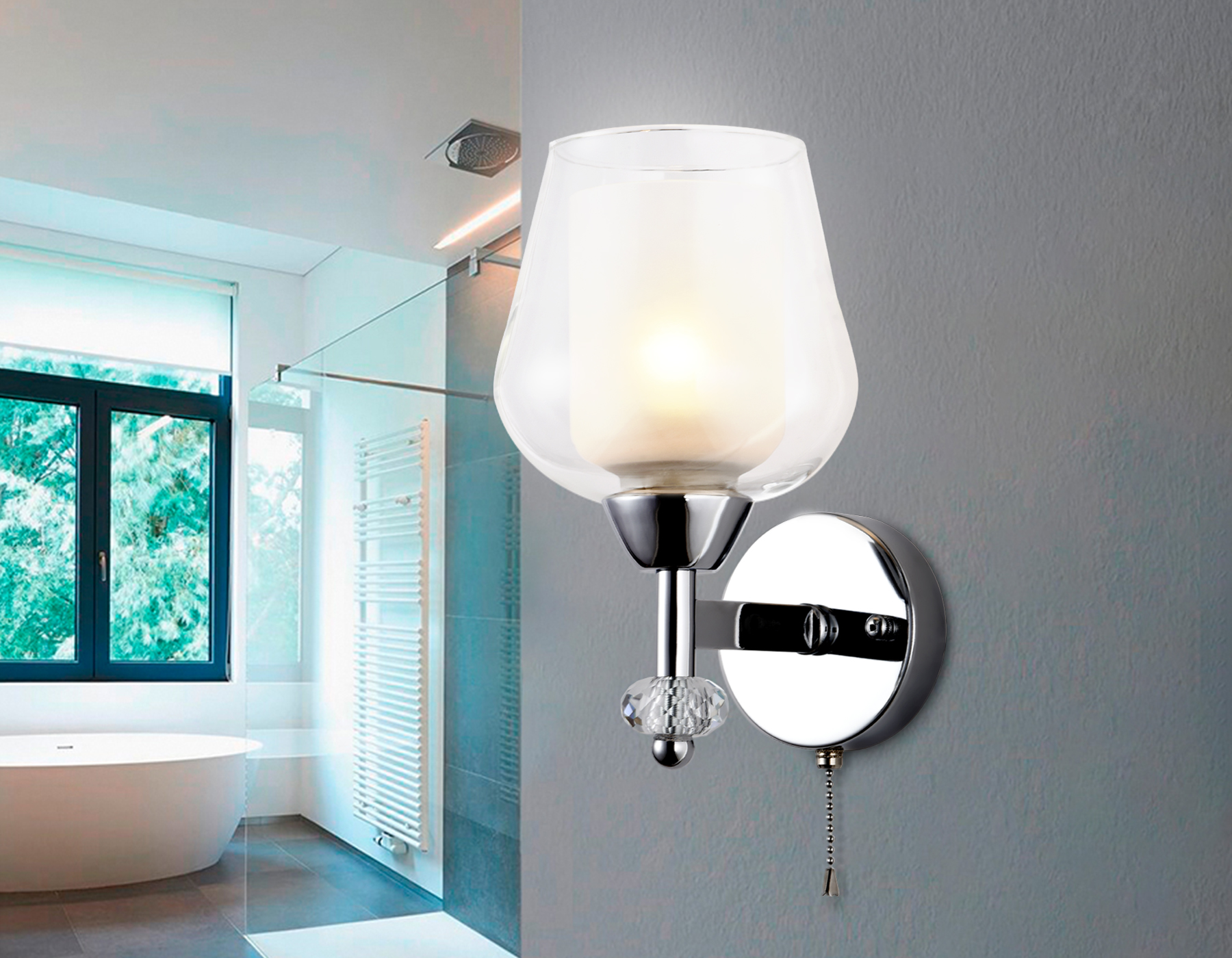 Настенный светильник с выключателем Ambrella TR3158 CH/CL хром/прозрачный E27 max 40W 253*145*193